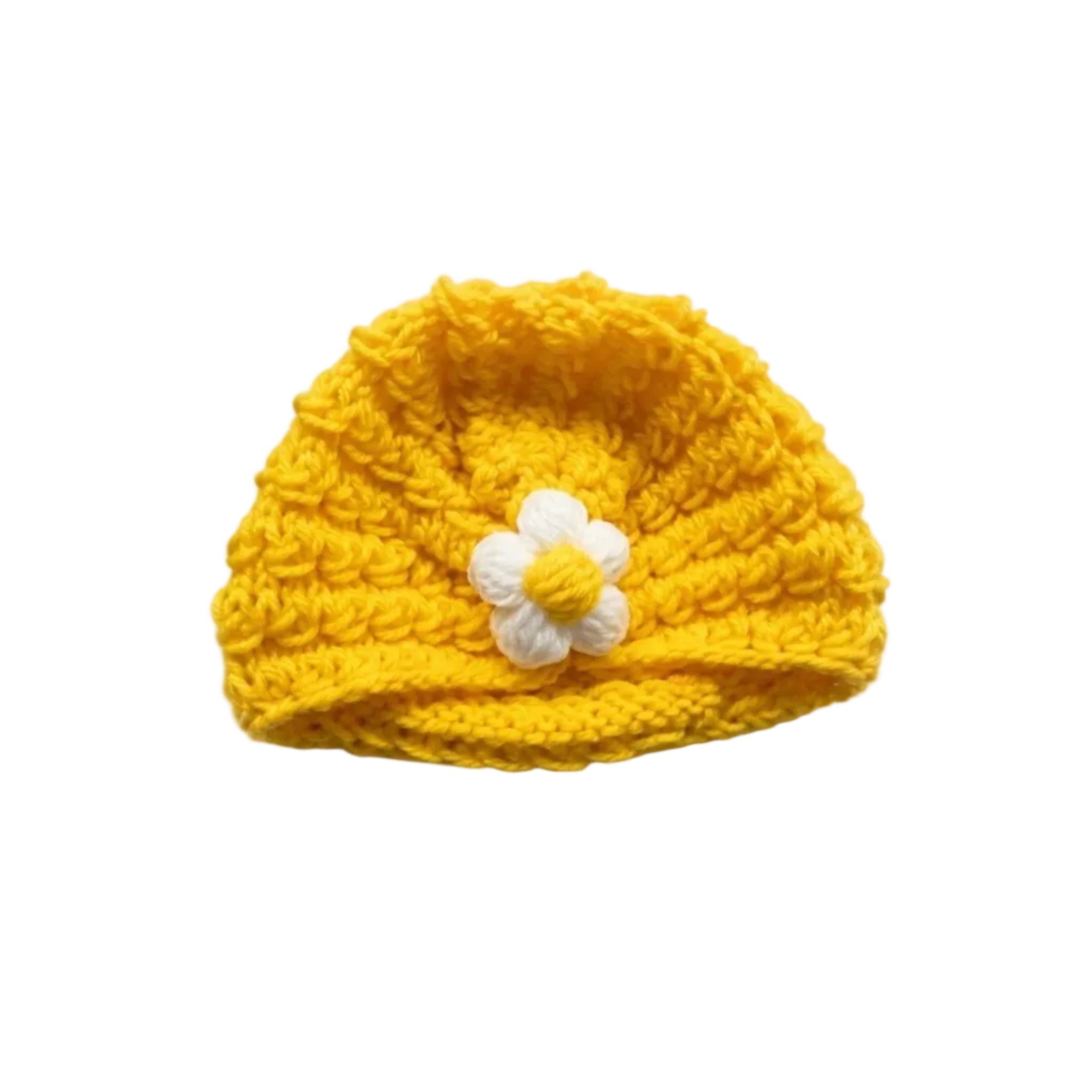 Cute Baby Flower Wool Cap _ Yellow
