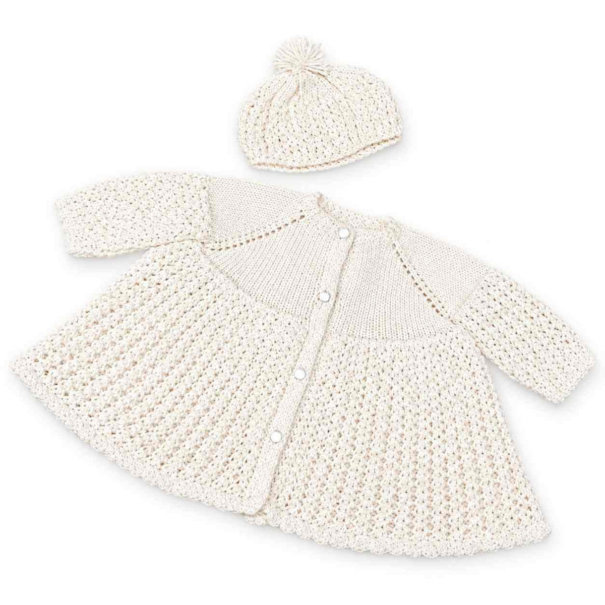 Cute Baby  Hand Made Wool Frock With Cap- Skin
