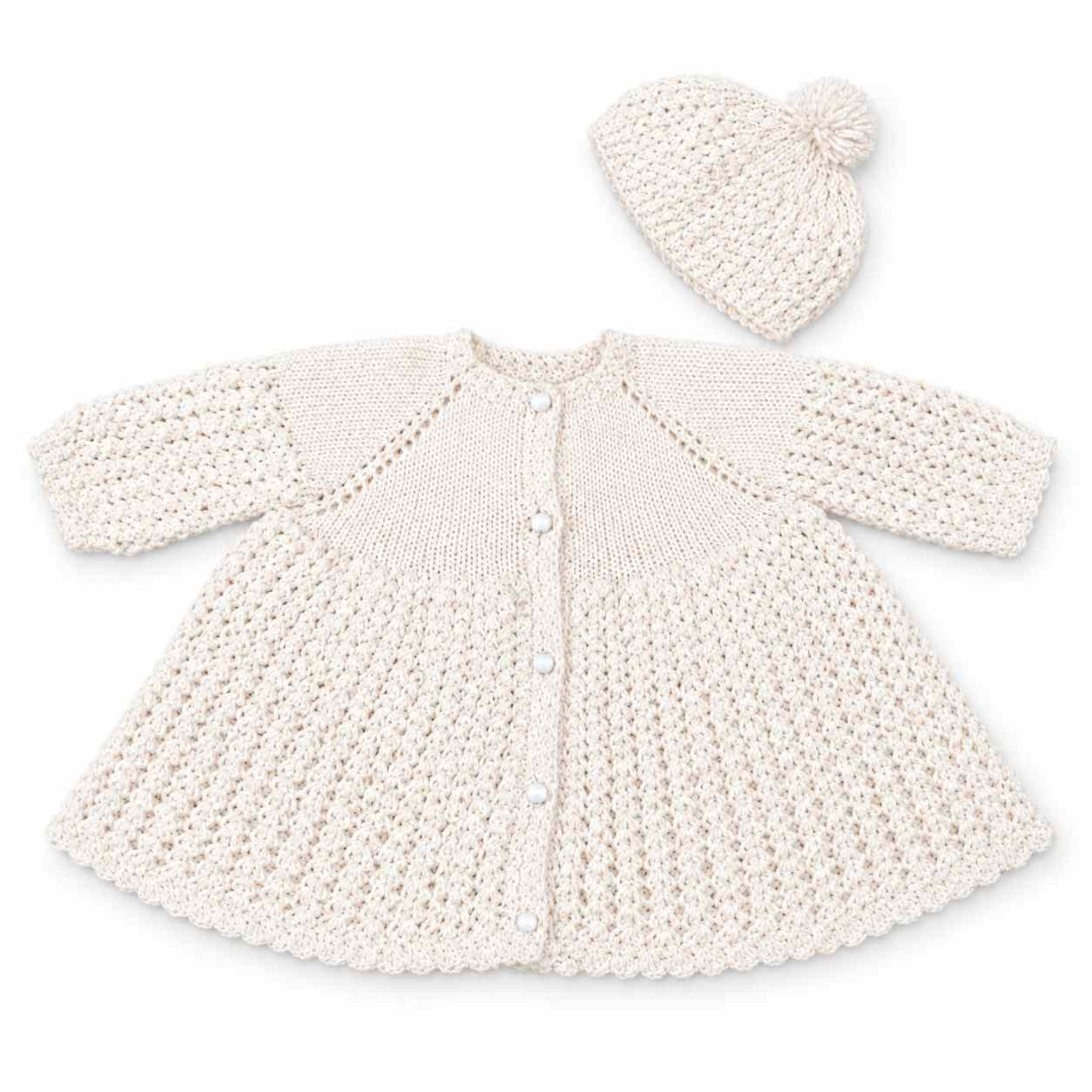 Cute Baby  Hand Made Wool Frock With Cap- Skin