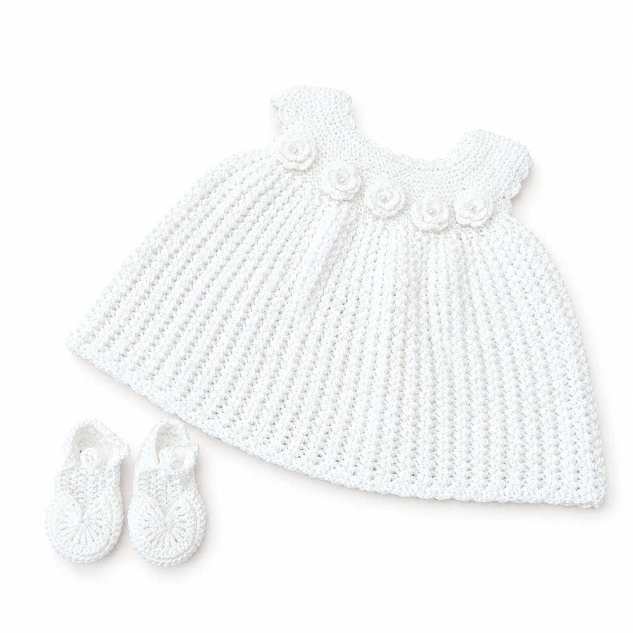 Cute Baby Hand Made Wool Frock With Shoes - White