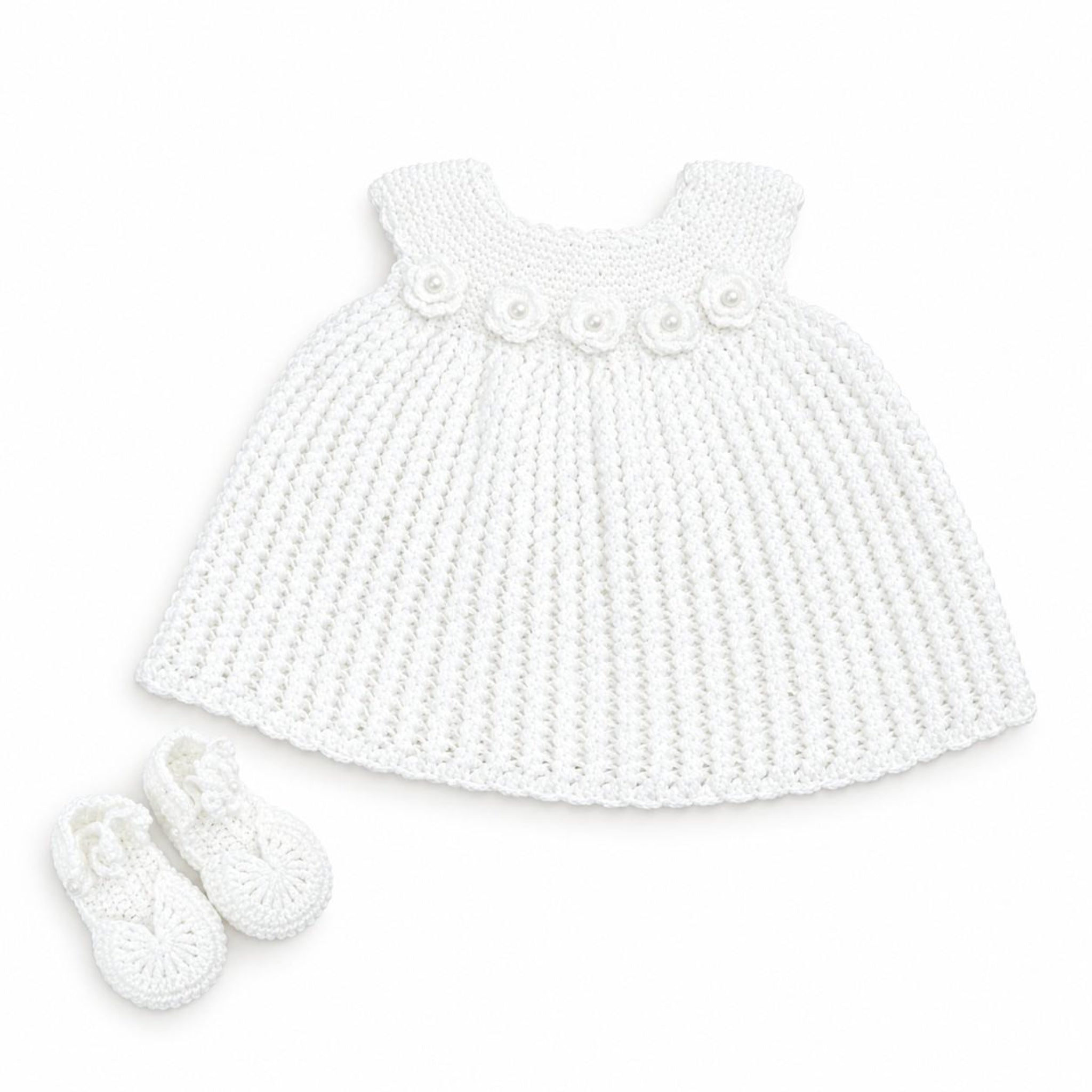Cute Baby Hand Made Wool Frock With Shoes - White
