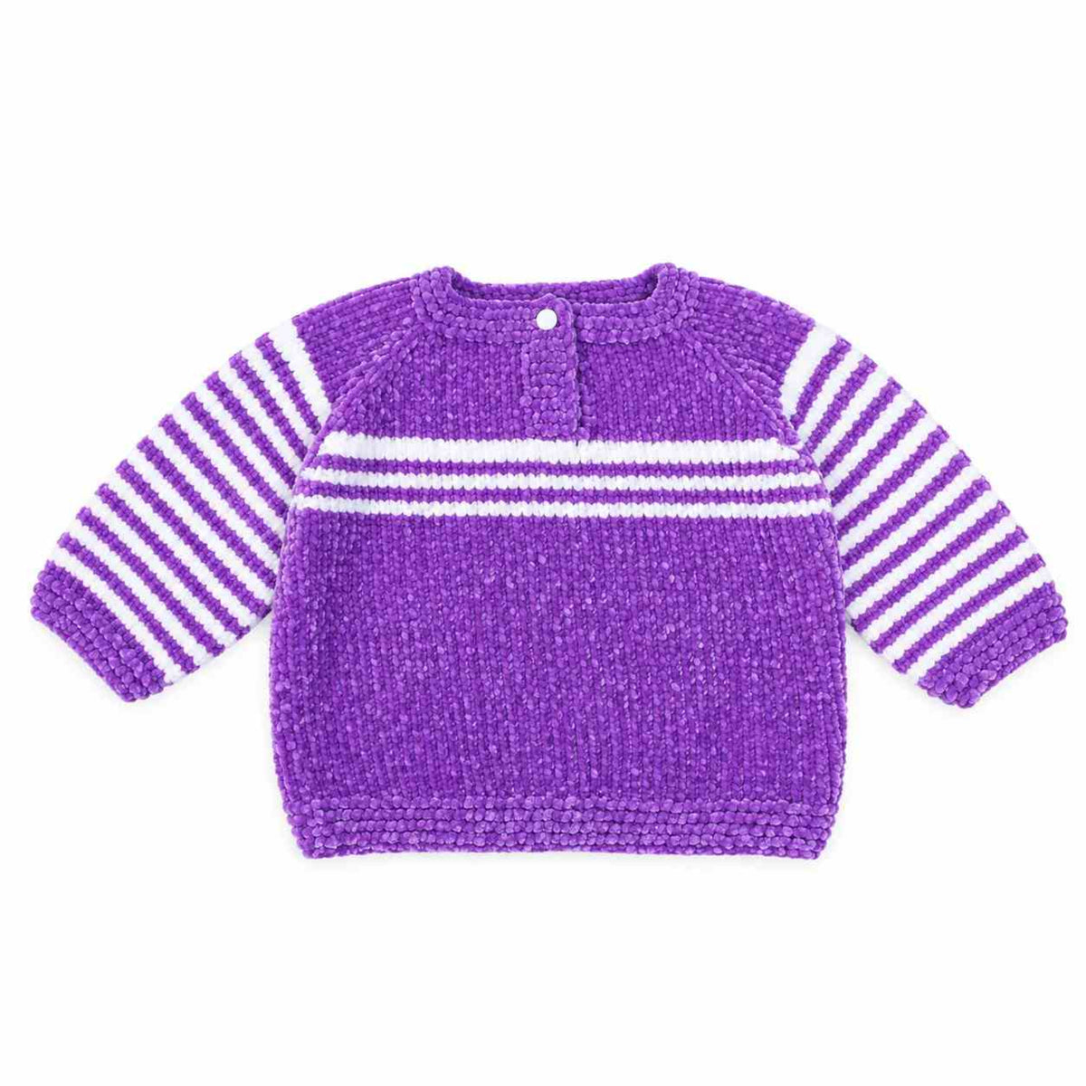 Cute Baby Wool Hand Mate Sweater - Purple & White