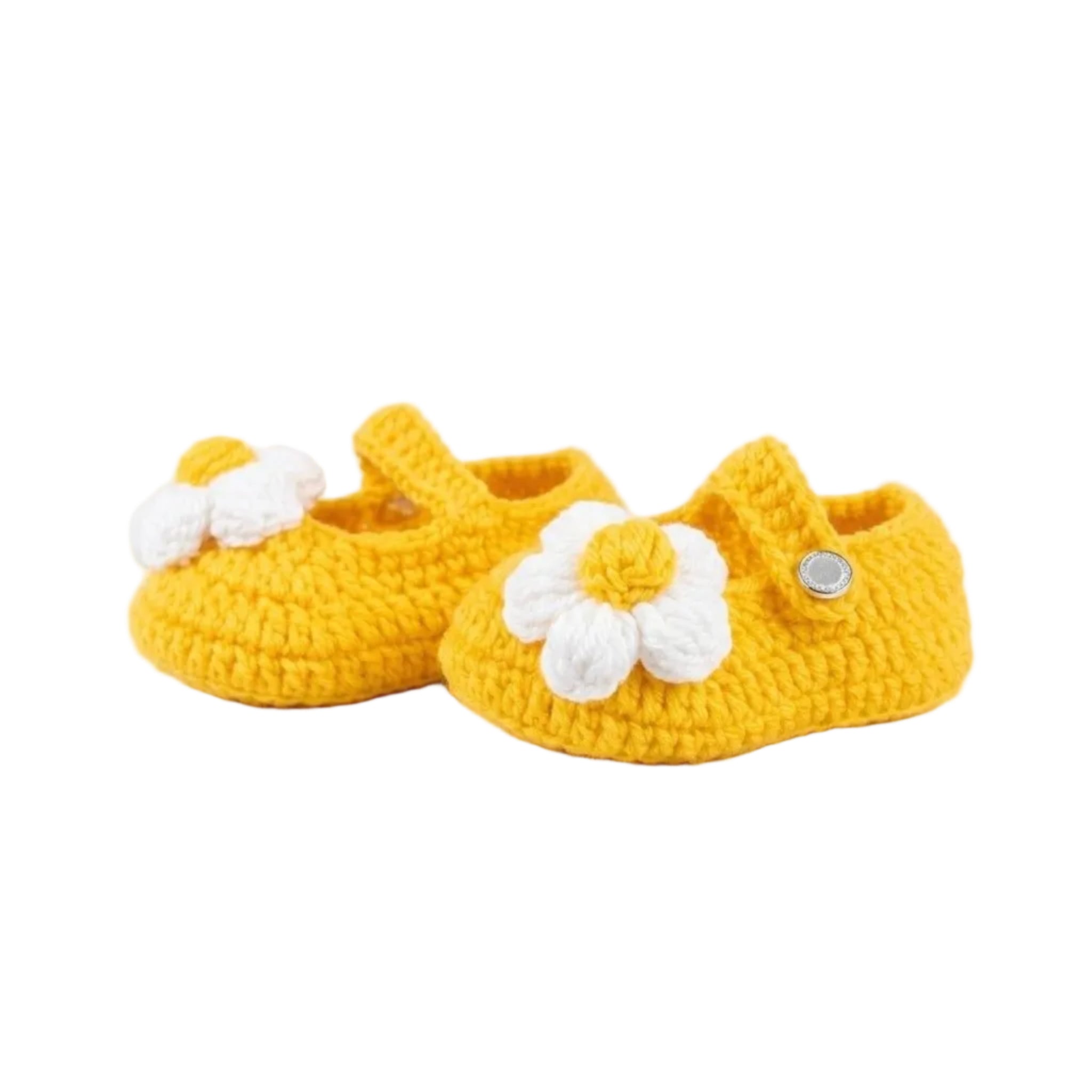 Cute Baby Yellow & White Flower Shoes Wool