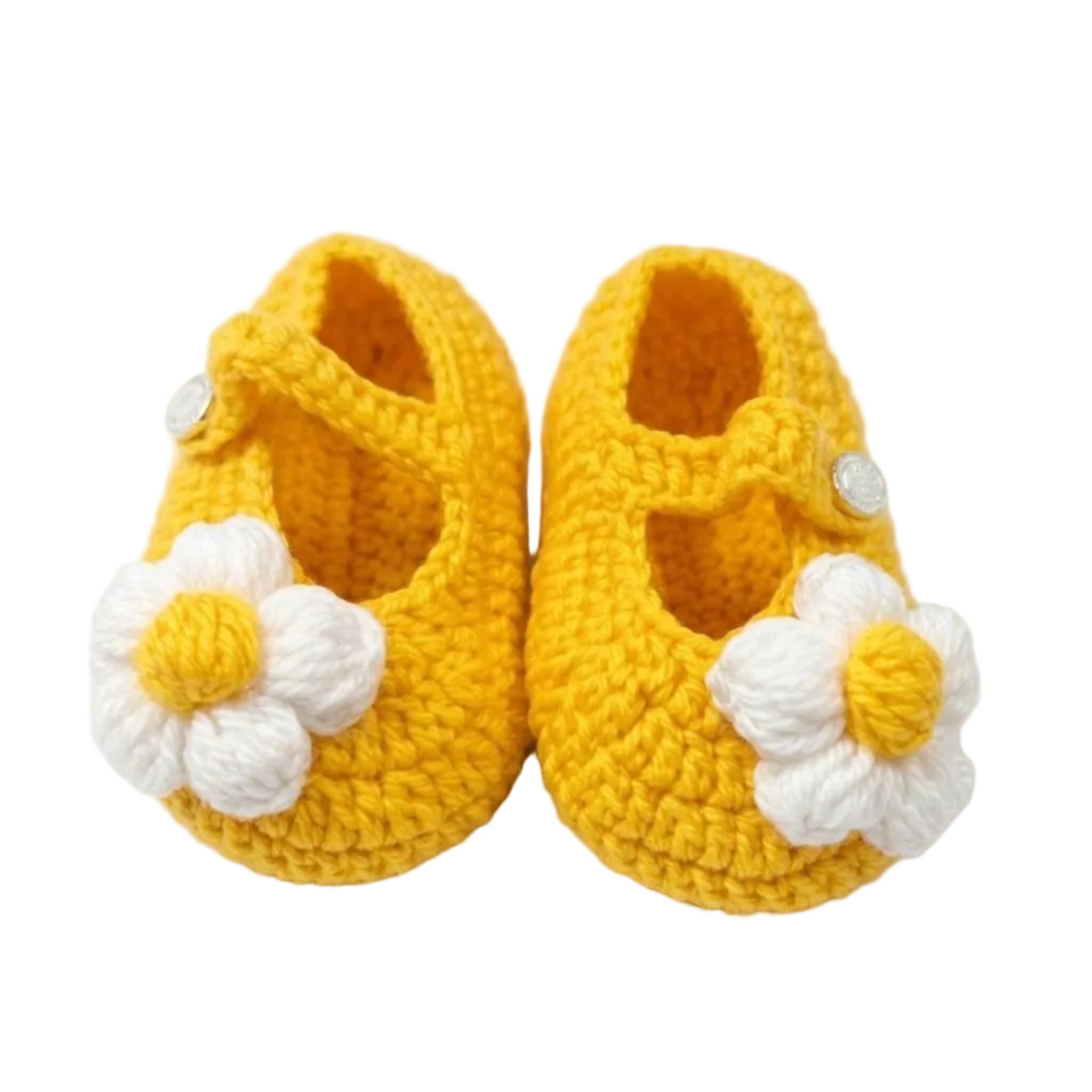 Cute Baby Yellow & White Flower Shoes Wool