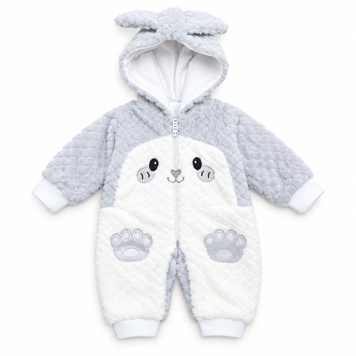 Cute Bunny Ear Fleece Baby Romper set