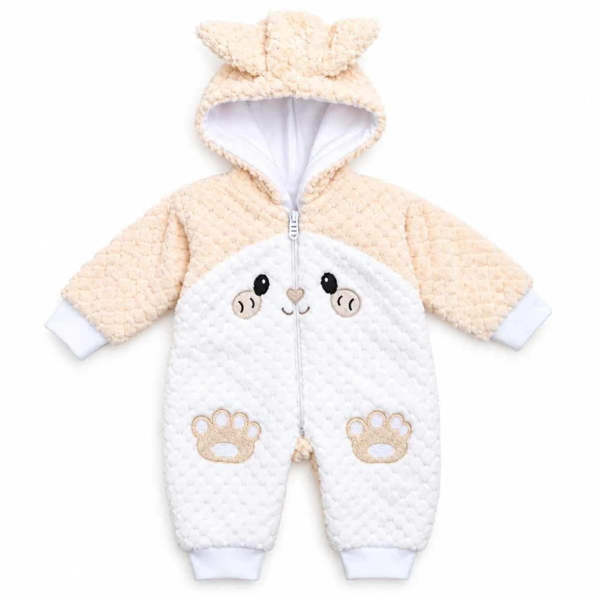 Cute Bunny Ear Fleece Baby Romper set
