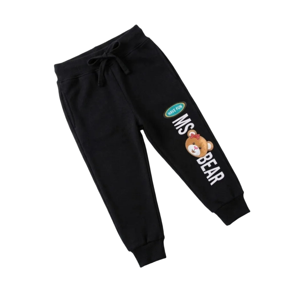Cute Kids MS Bear Fleece Trouser – Black.