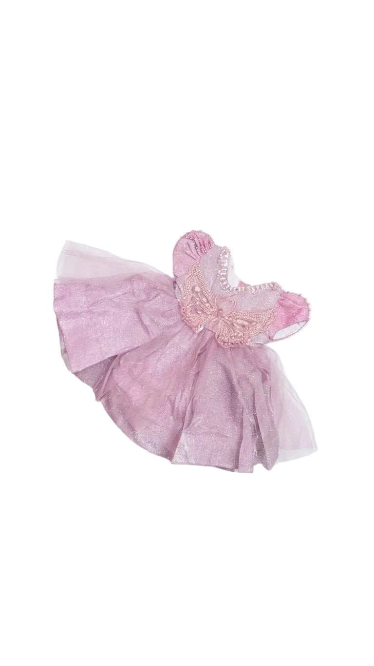 Cute Pearls Butterfly Frock - Pink