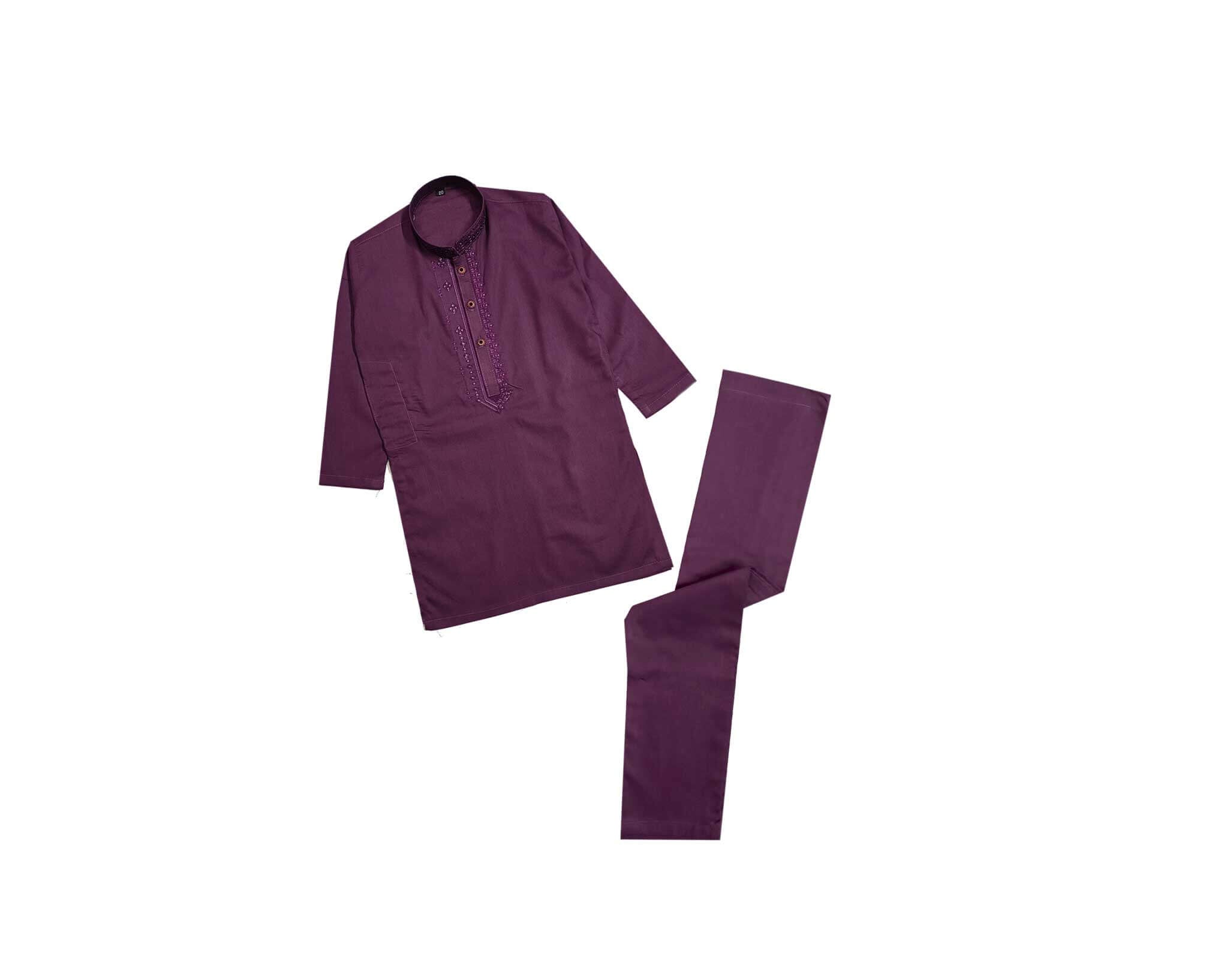 DECENT Embroidered Cotton Kurta &amp; Trouser Set – Maroon