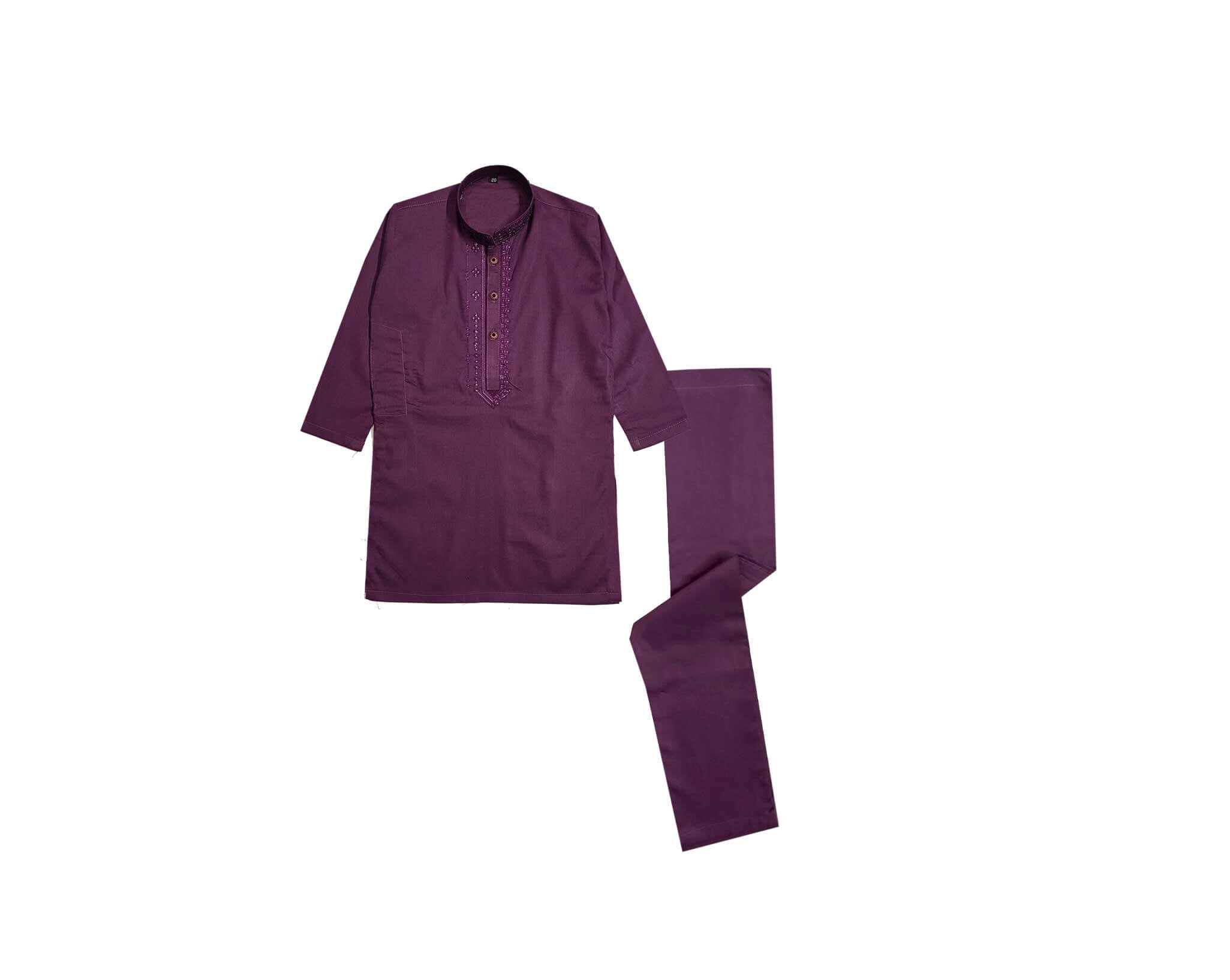 DECENT Embroidered Cotton Kurta &amp; Trouser Set – Maroon