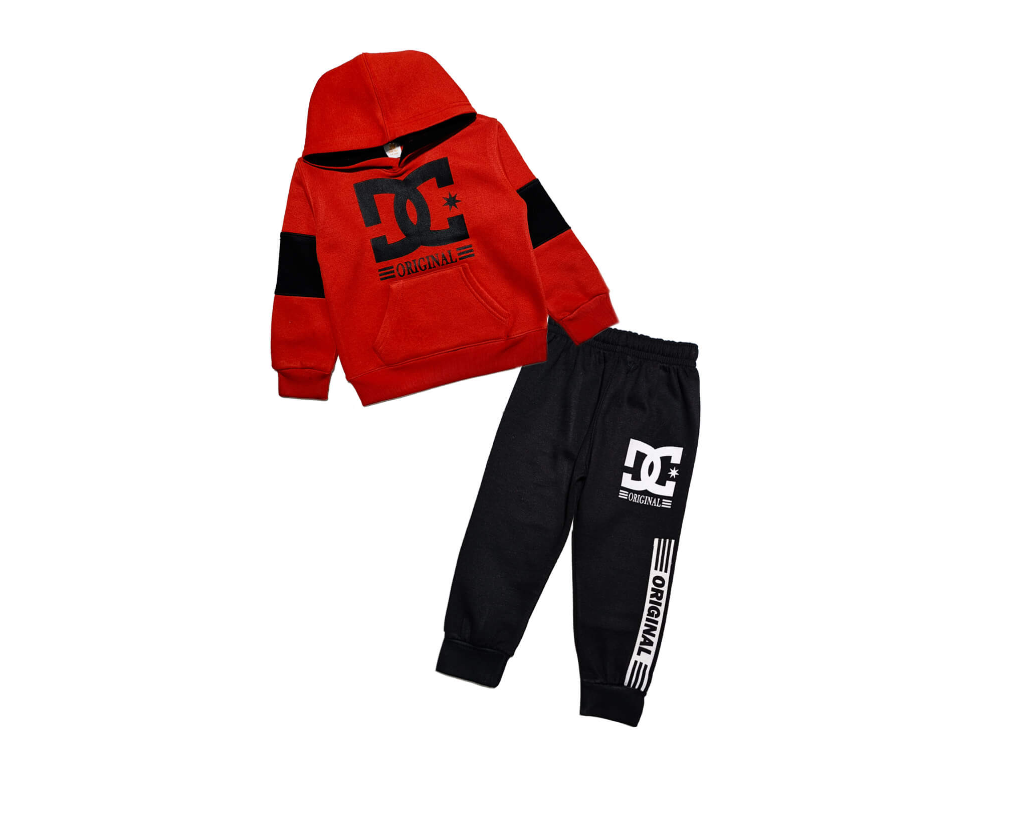 DG Orignal Hoodie Fleece Tracksuit - Red &amp; Black