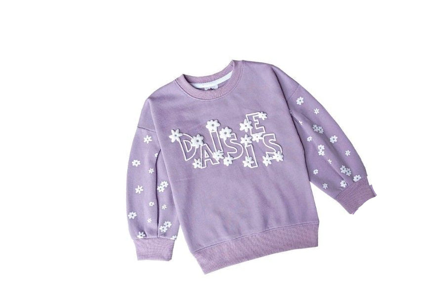 Daisy World Fleece Sweatshirt - Plum-1