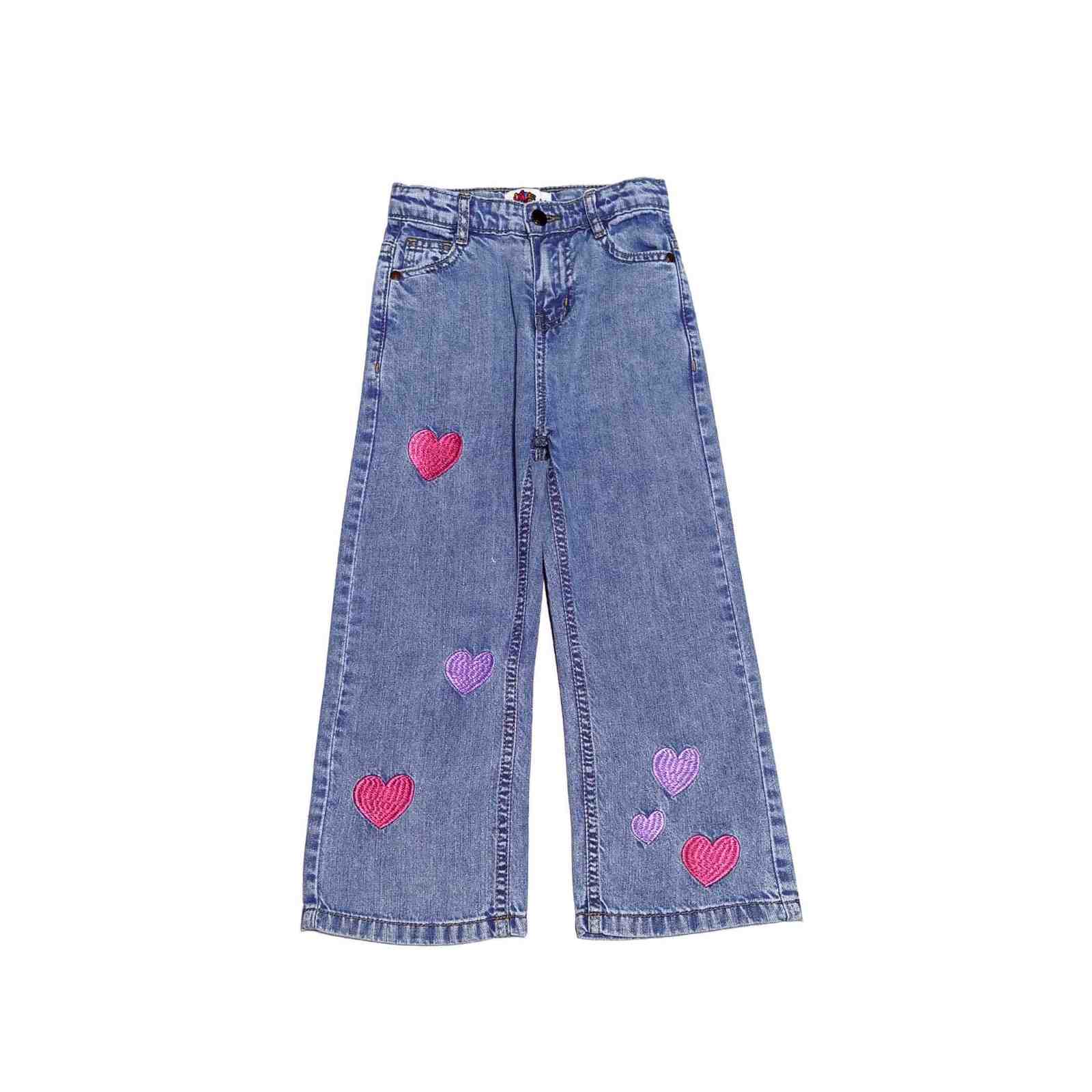 Dancing Heart Flare Denim Pant - Ice Blue