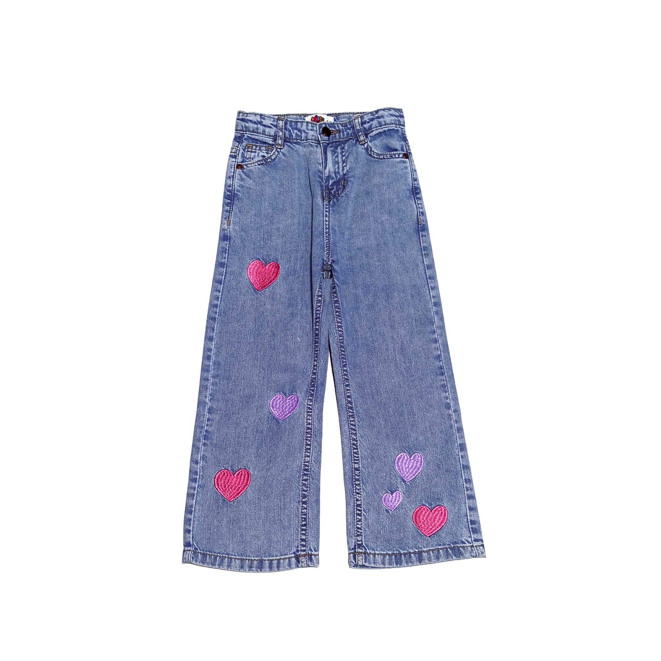 Dancing Heart Flare Denim Pant - Ice Blue