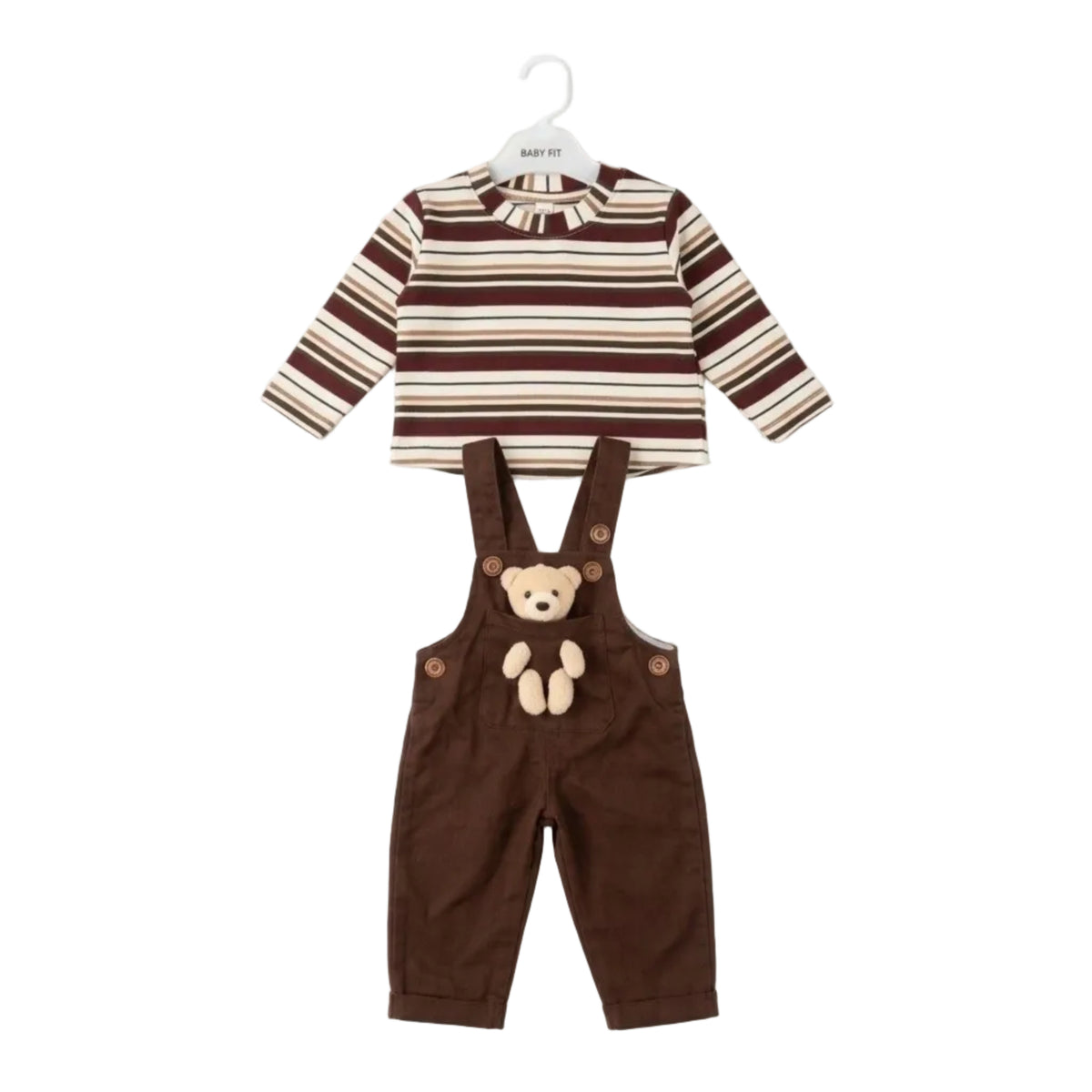 Dangri With Cute Bear  Romper - Maroon Short