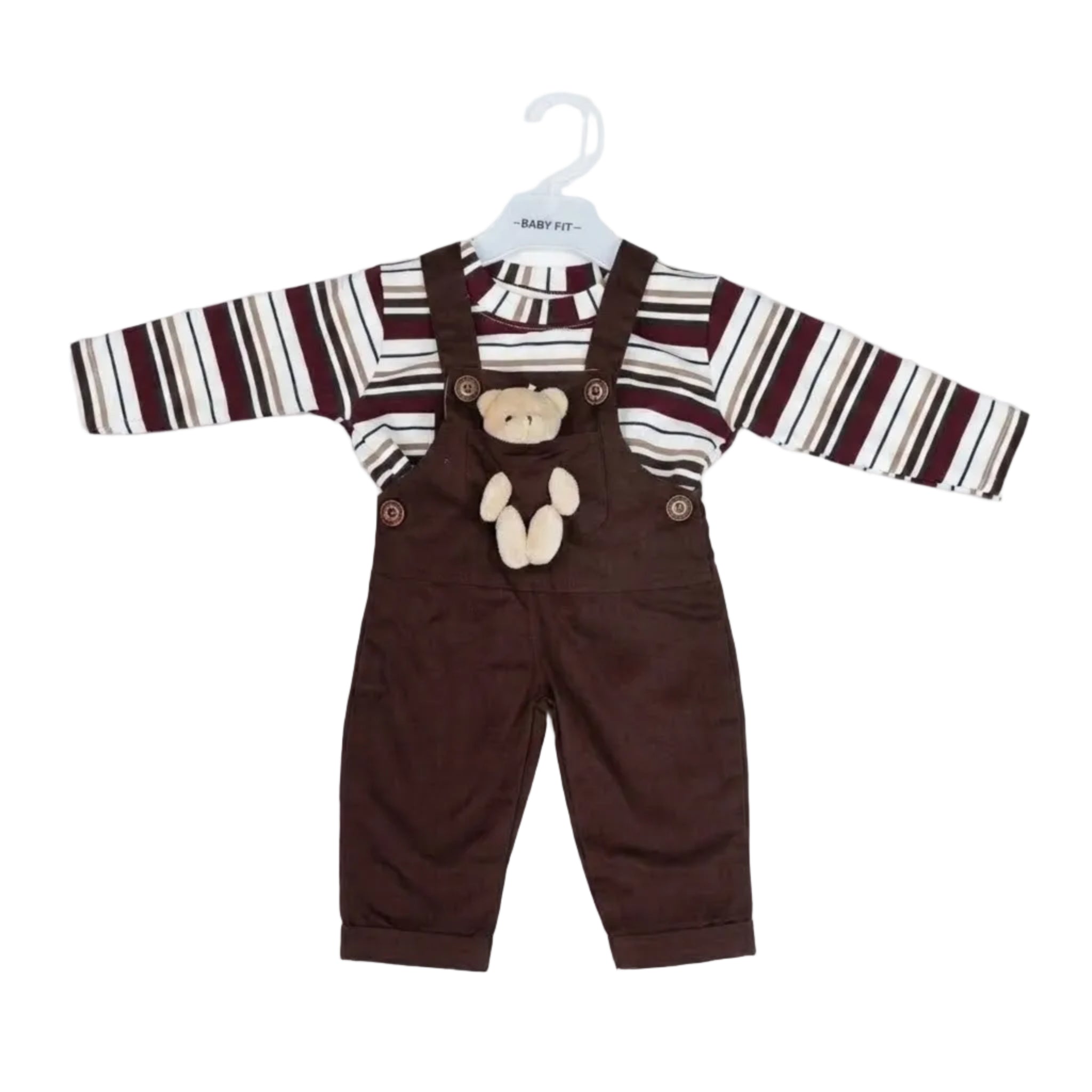 Dangri With Cute Bear  Romper - Maroon Short