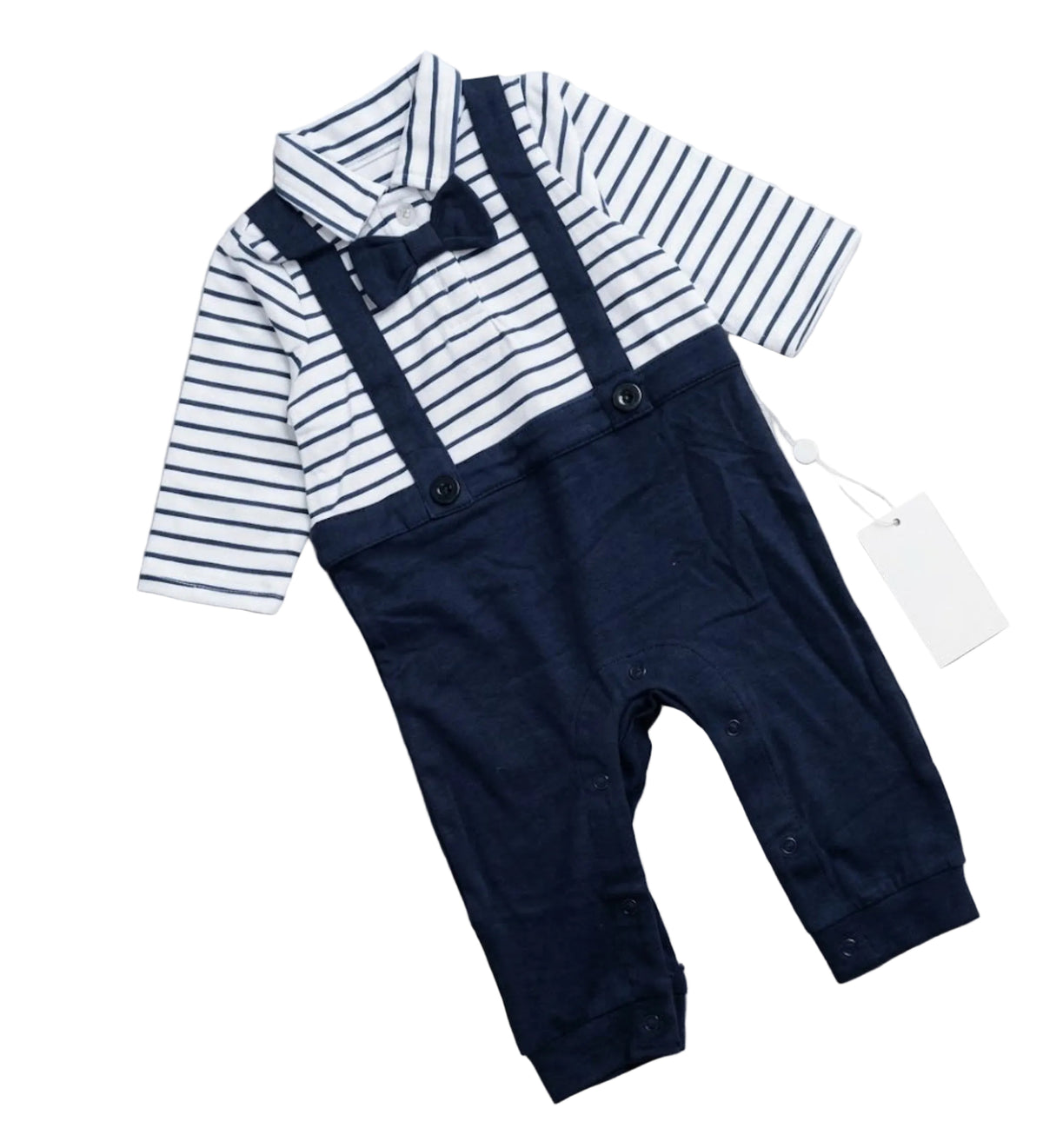 Dapper Dude Striped Dungaree -Navy blue