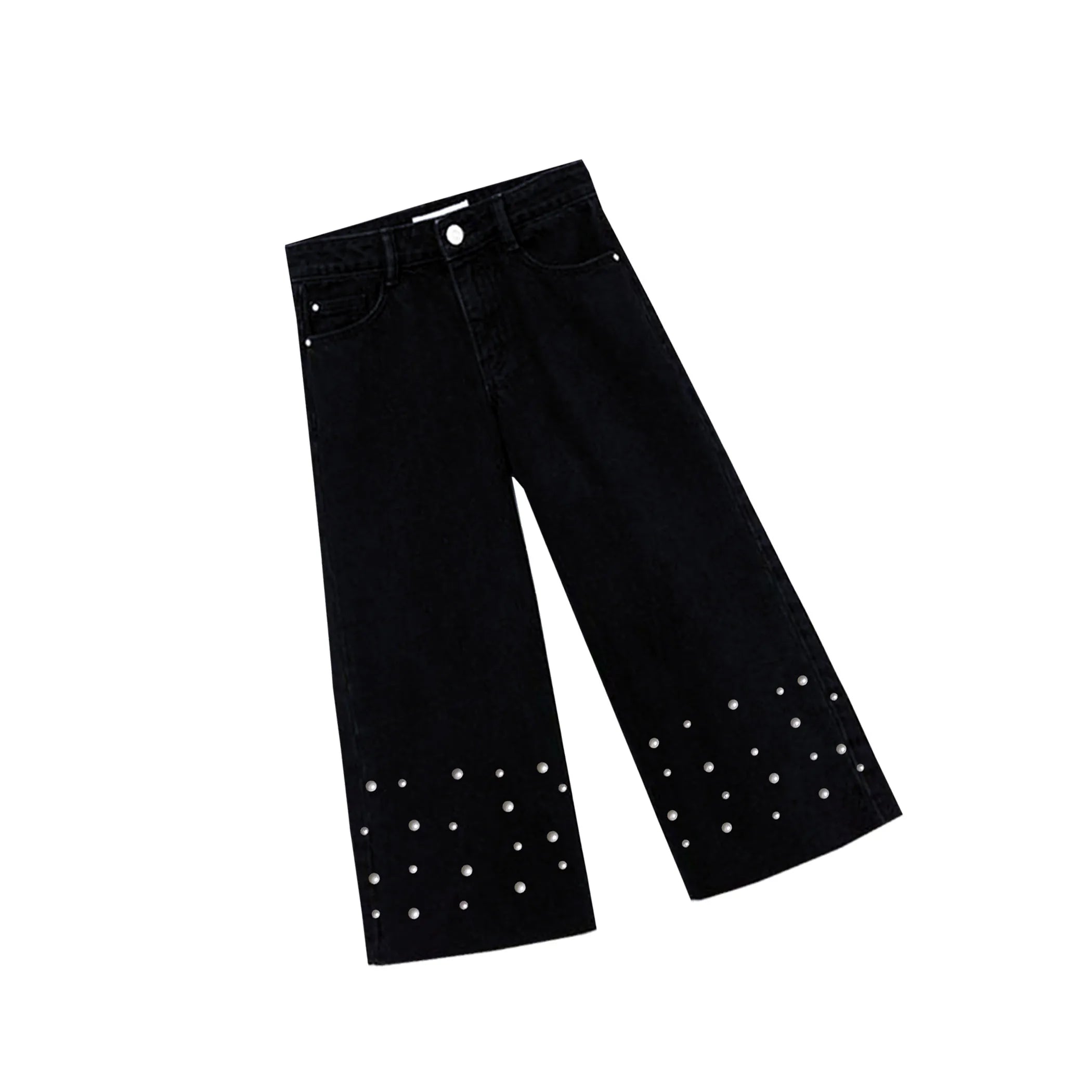 Flapper Fit With White Pearls – Jet Black