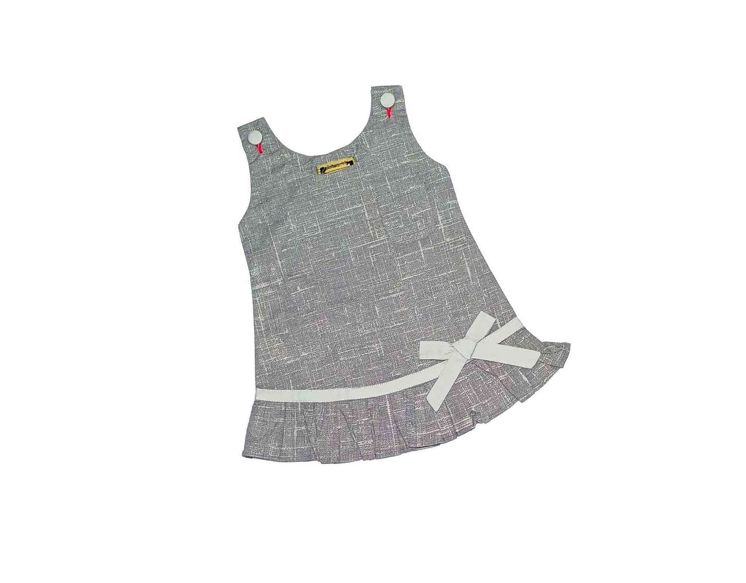 Designer Doll Cotton Frock - Smoke Grey