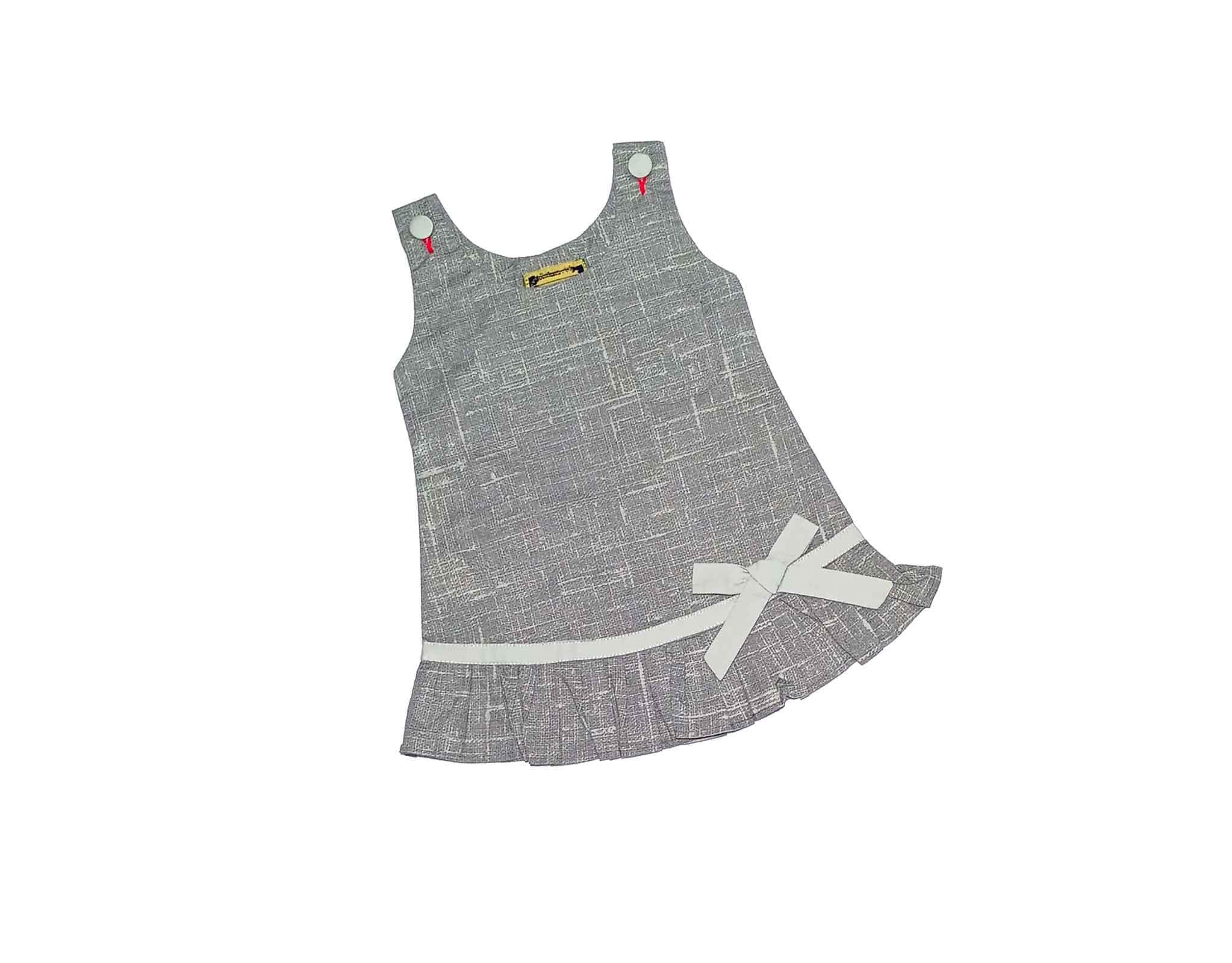 Designer Doll Cotton Frock - Smoke Grey