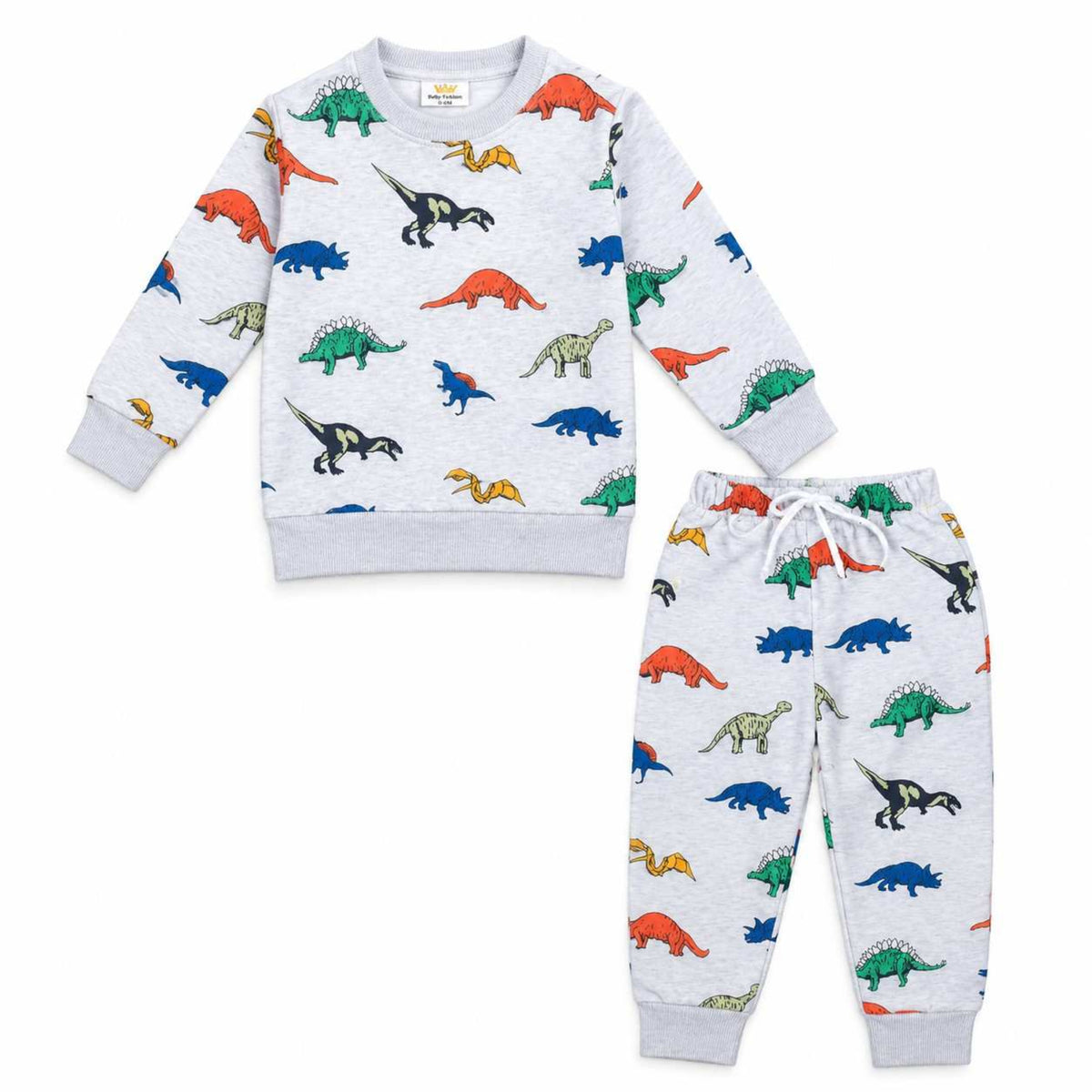 Dinosaur Printed Fleece Tracksuit - Grey 
