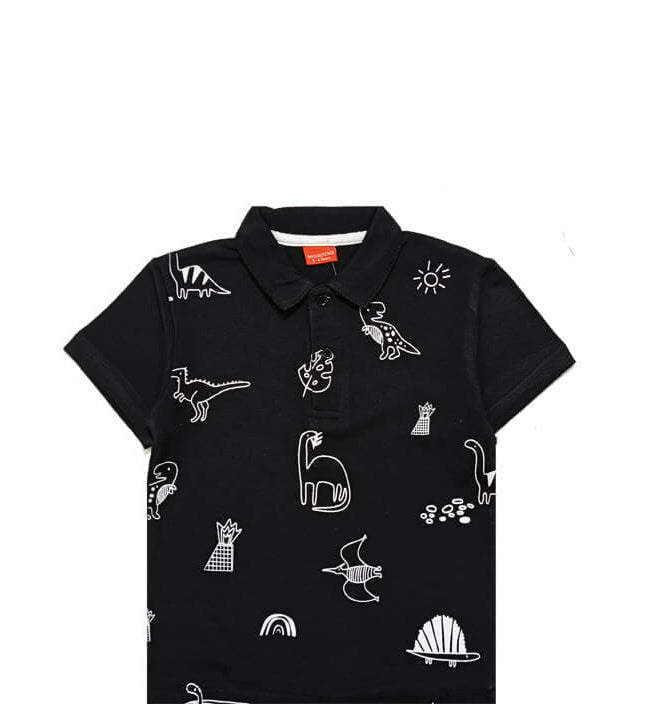 DinosaursPrintedPoloShirt-Black