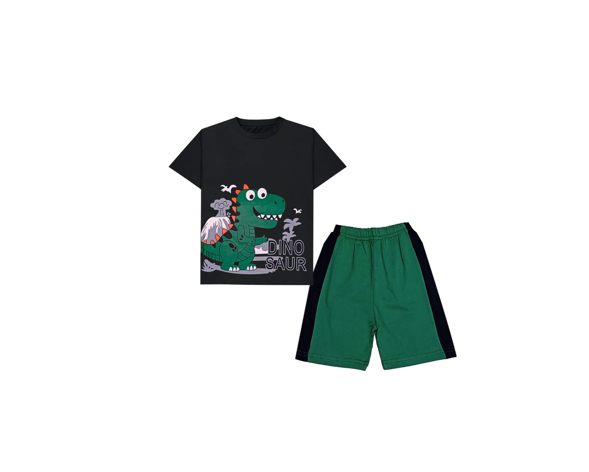 Dinosour Tee & Penal Short -Black & Green