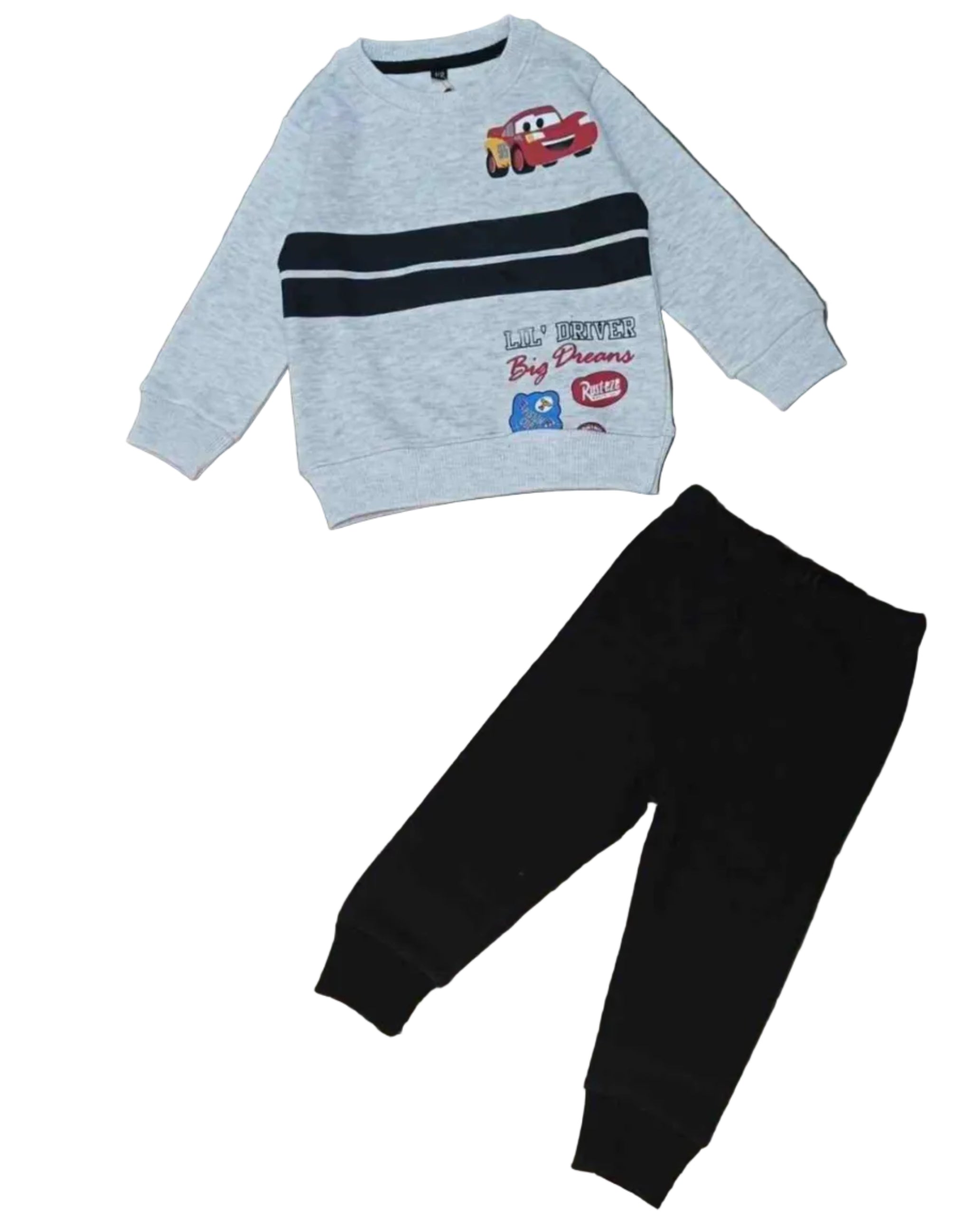 Disney Car LIL Driver Big Dreams Fleece Tracksuit 2-pice - Light Grey & Black