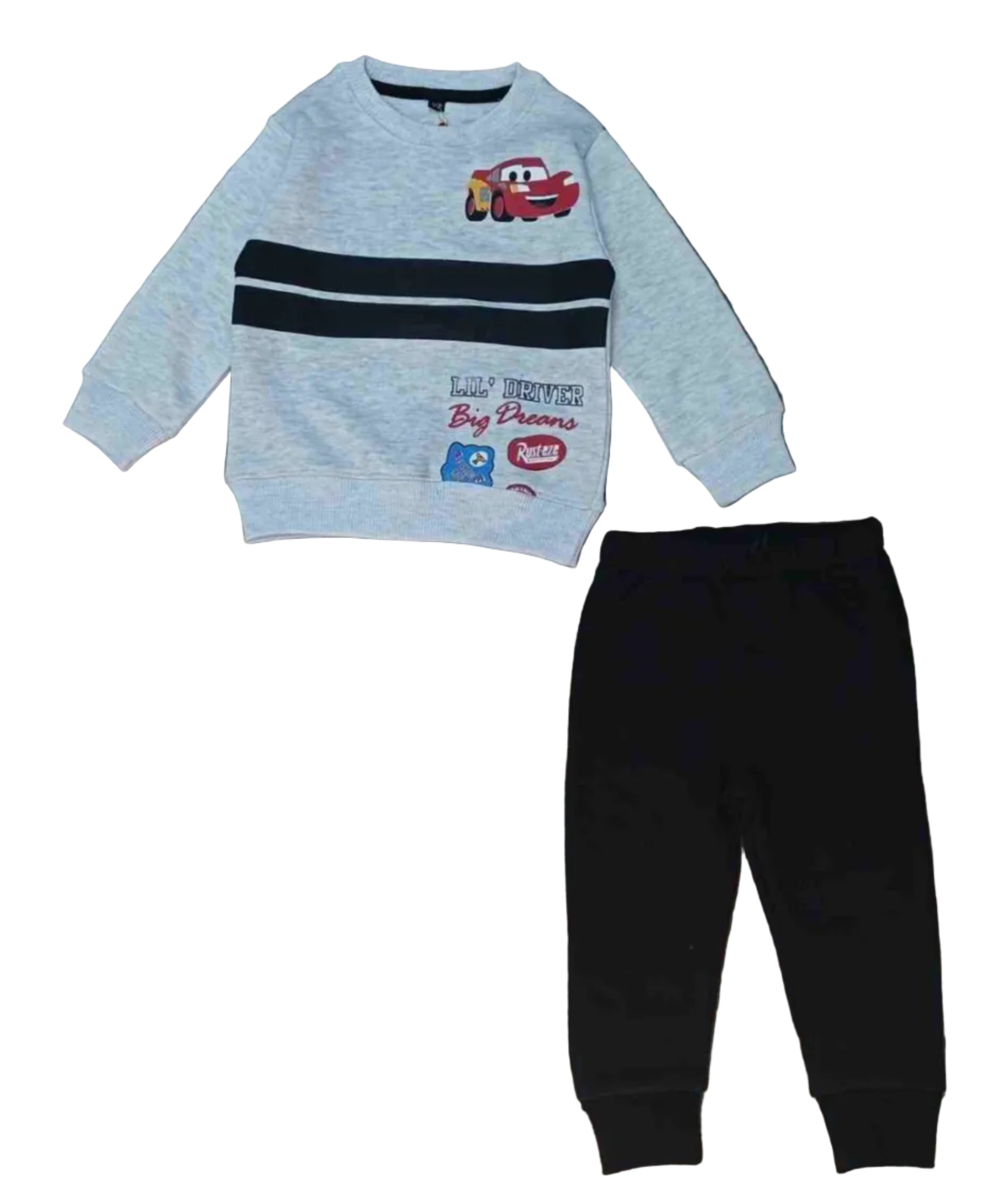 Disney Car LIL Driver Big Dreams Fleece Tracksuit 2-pice - Light Grey & Black