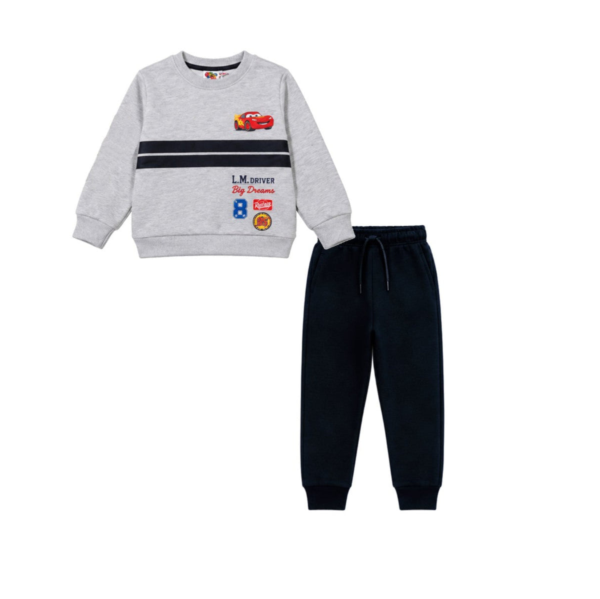 Disney Car LIL Driver Big Dreams Fleece Tracksuit 2-pice - Light Grey & Black