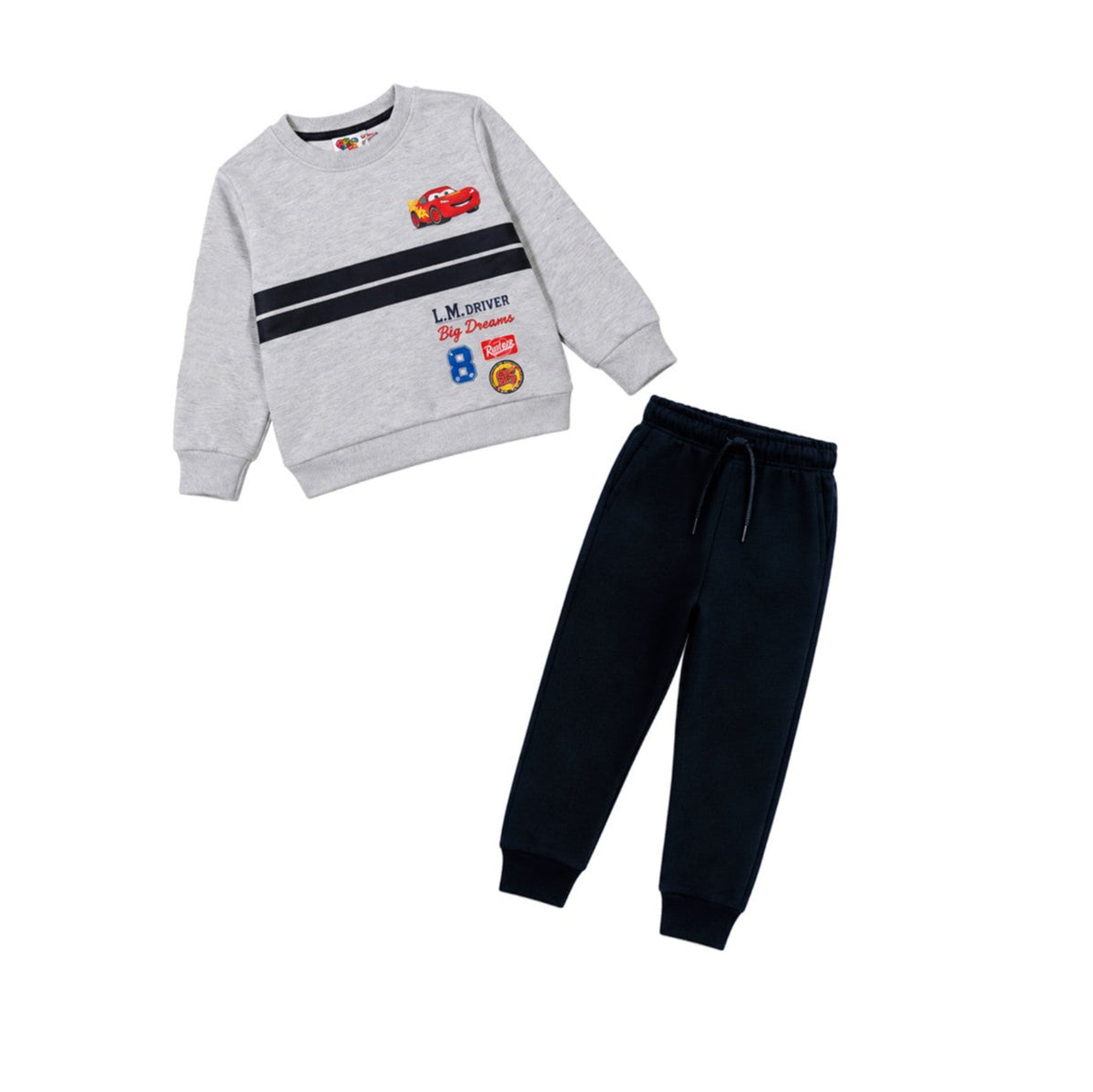 Disney Car LIL Driver Big Dreams Fleece Tracksuit 2-pice - Light Grey & Black