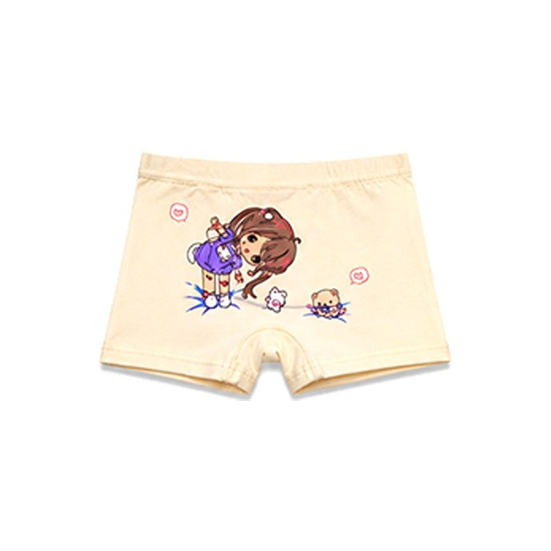 Doll With Cute Bears Printed Girls Soft Cotton Panties-Peach