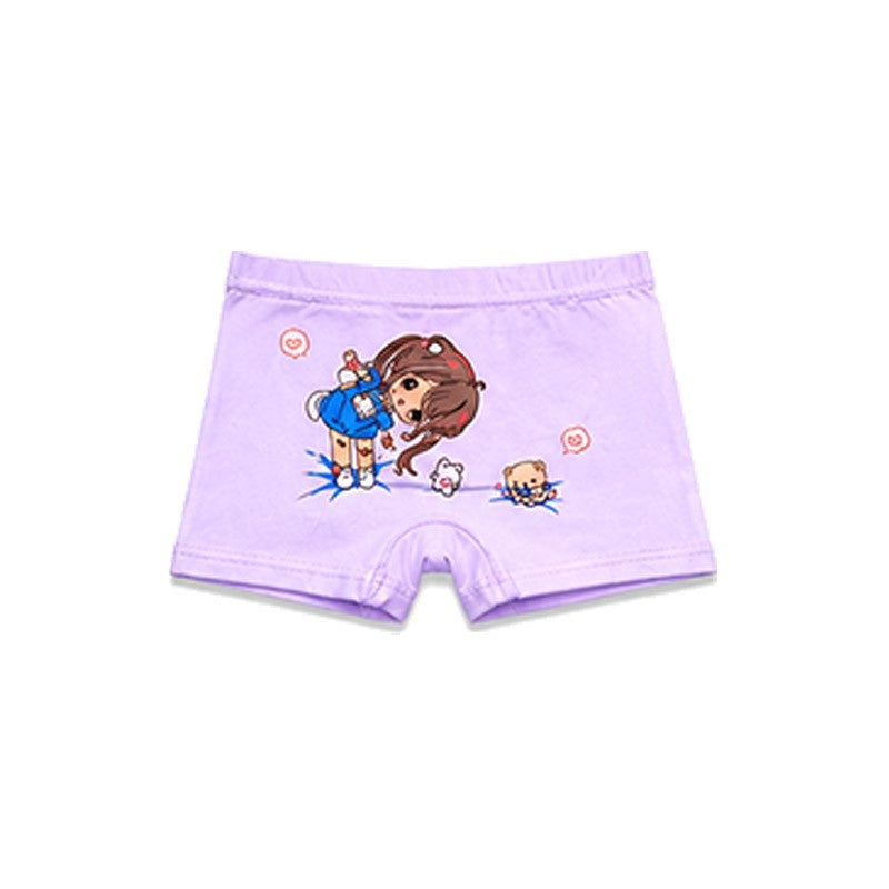 Doll With Cute Bears Printed Girls Soft Cotton Panties-Soft Purple