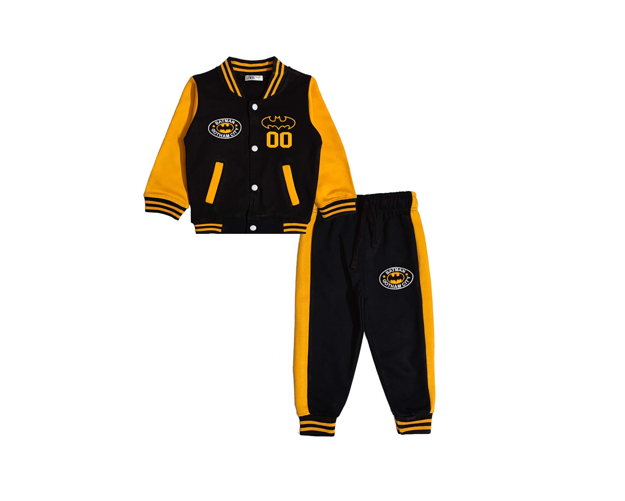 Double Zero Bat Fleece Baseball Jacket Suit -Black &amp; Mustard