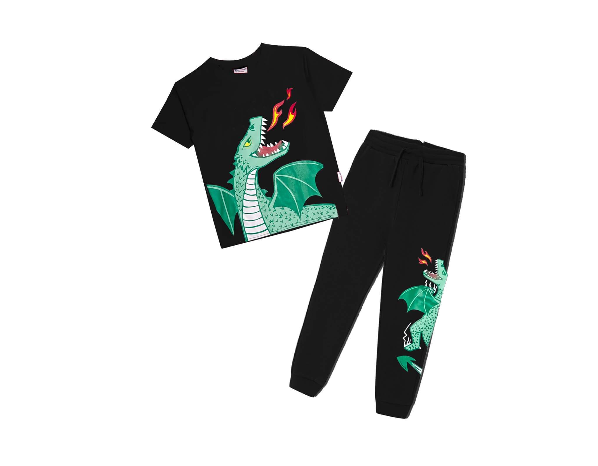 Dragon Fire Tee &amp; Trouser - Black