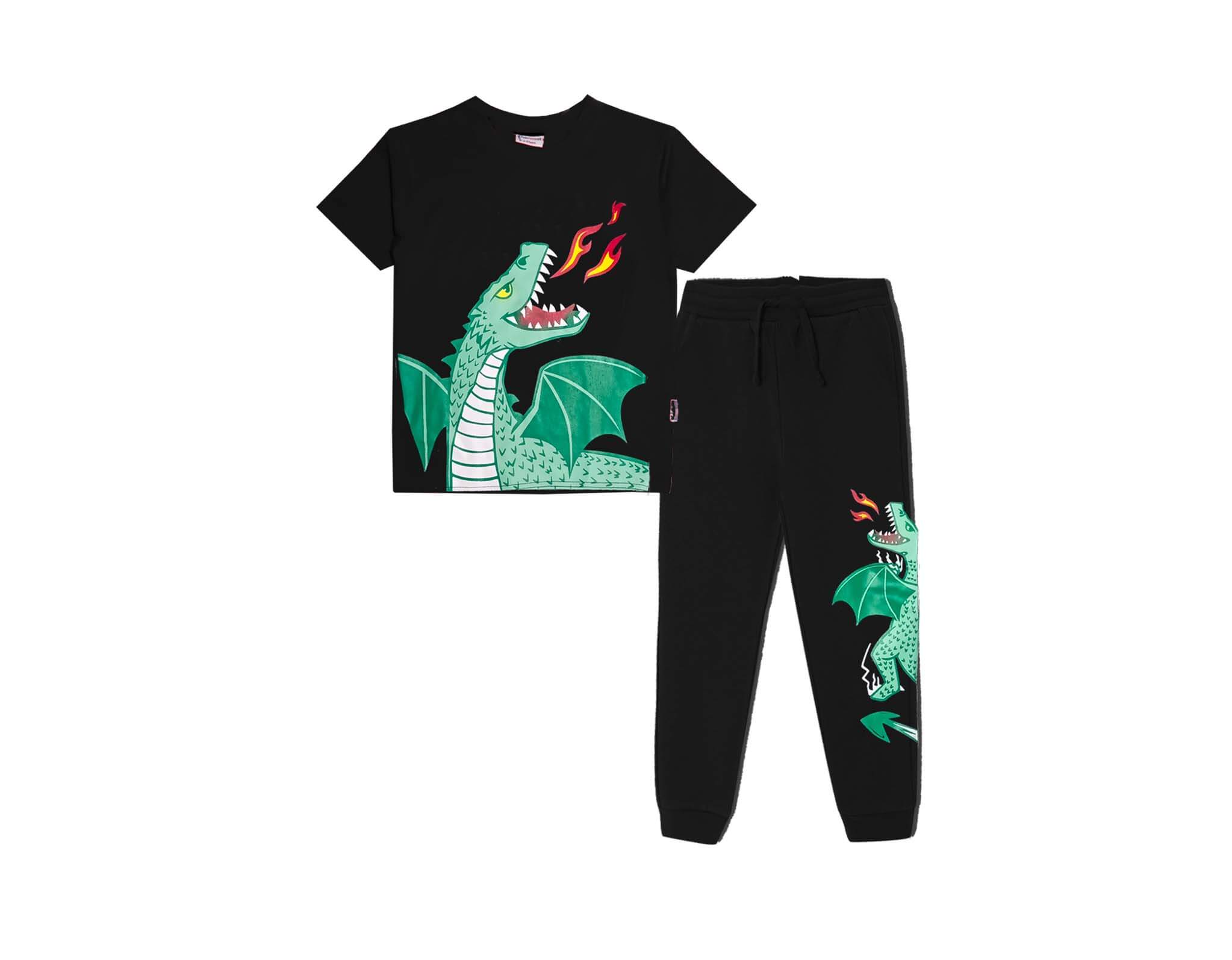 Dragon Fire Tee &amp; Trouser - Black