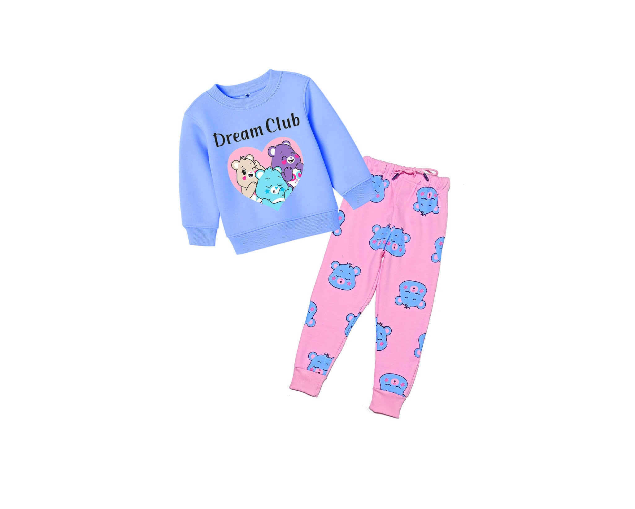Dream Club Fleece Tracksuit -Blue &amp; Baby Pink