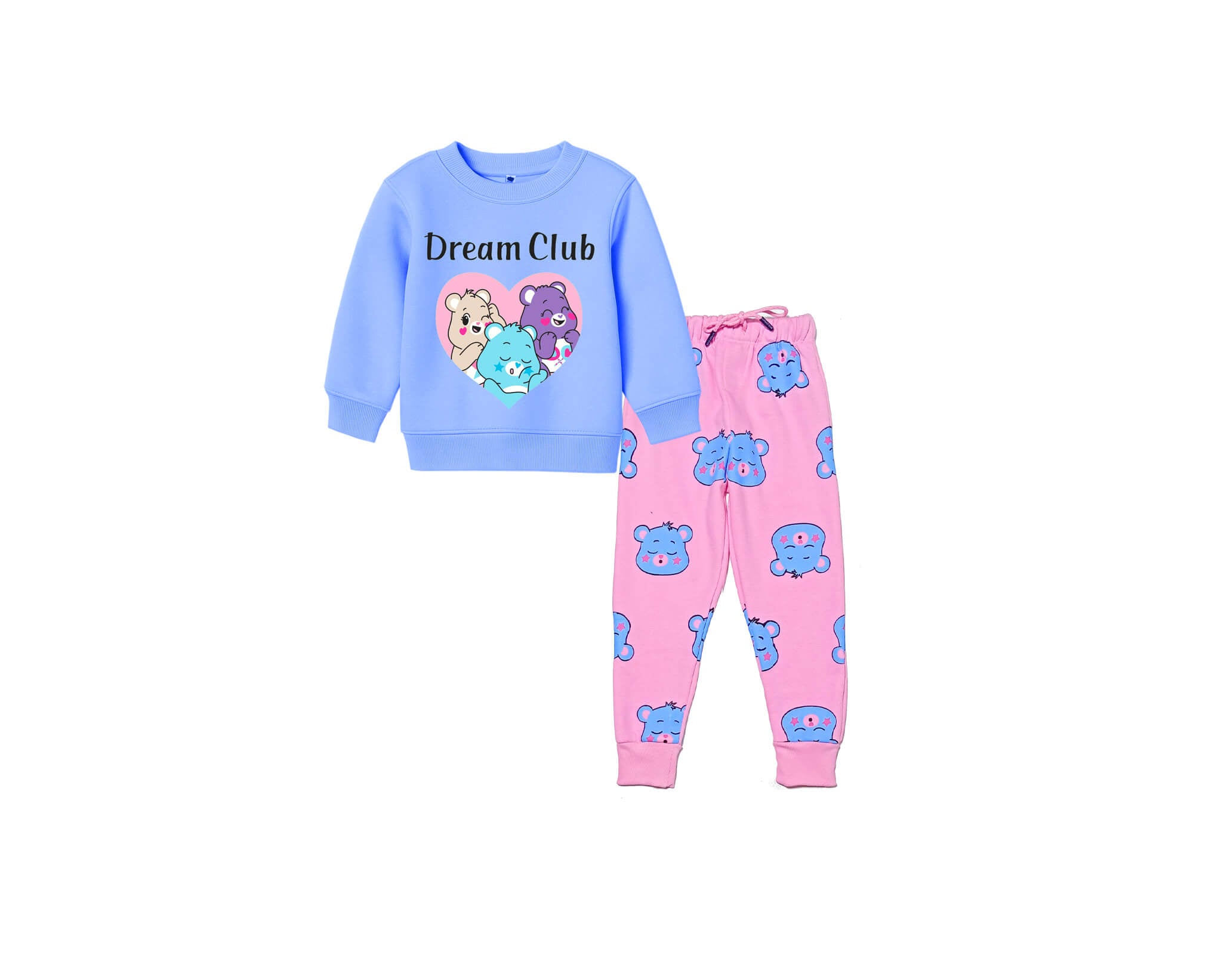Dream Club Fleece Tracksuit -Blue &amp; Baby Pink