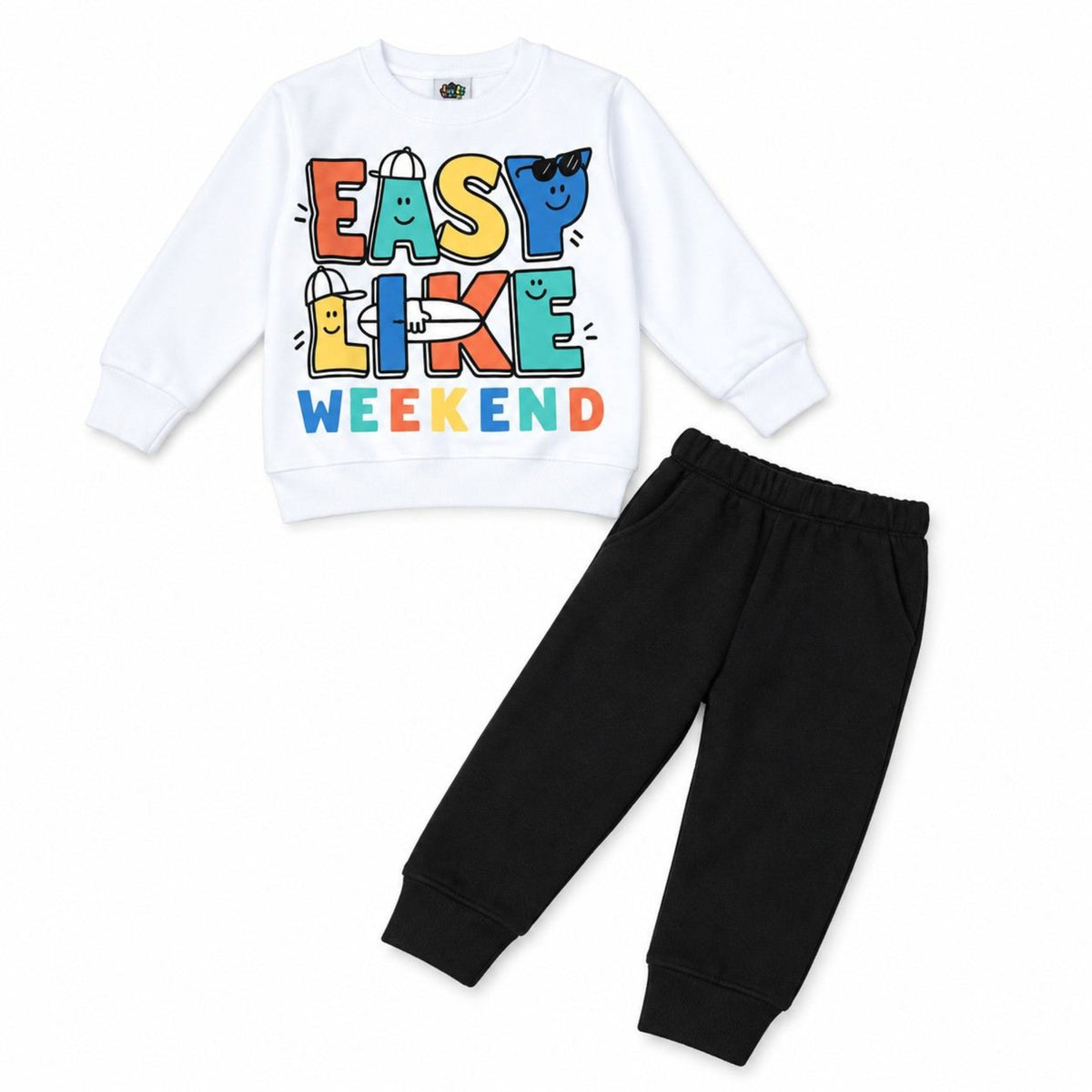 Easy Like Weekend Fleece Tracksuit - White & Black
