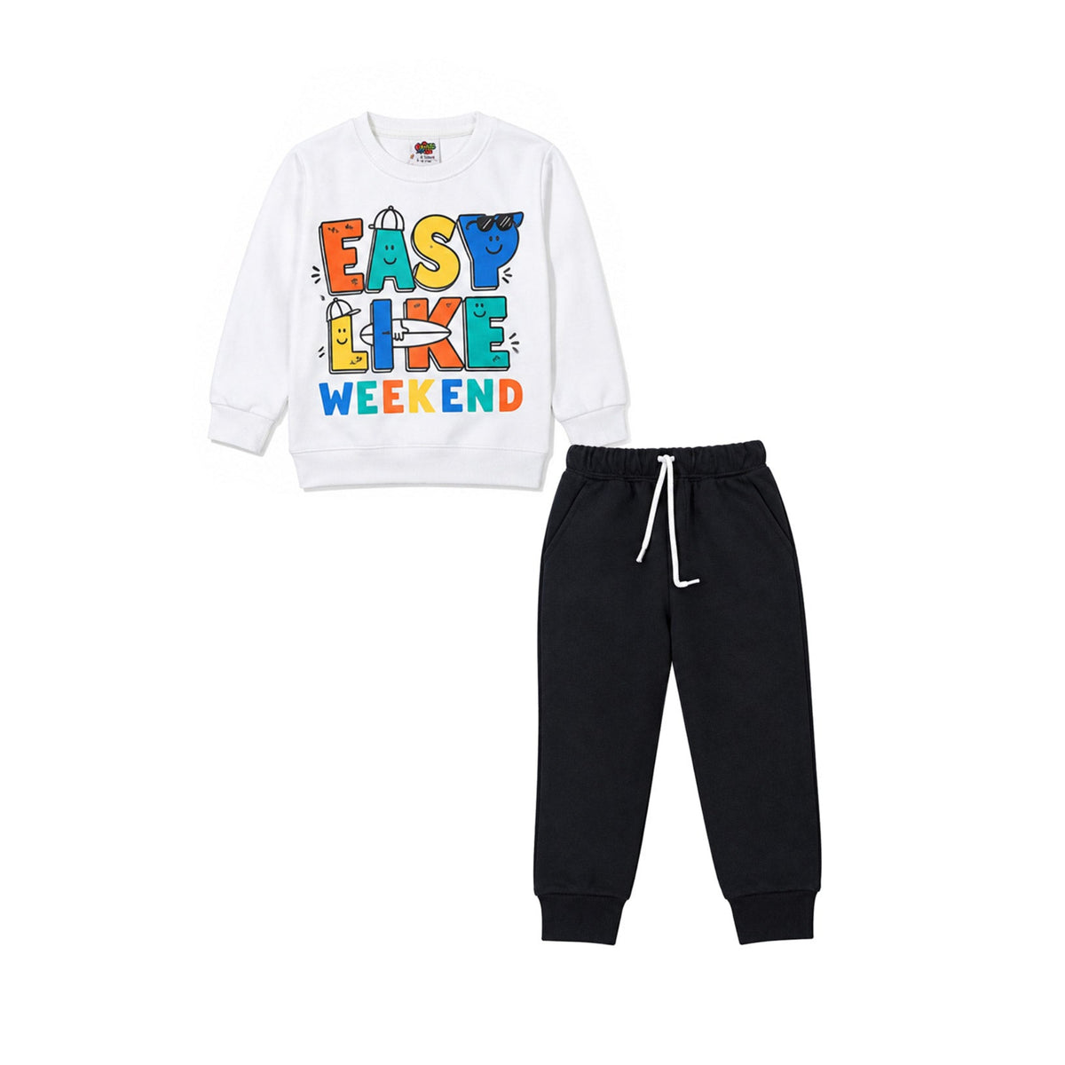Easy Like Weekend Fleece Tracksuit - White & Black