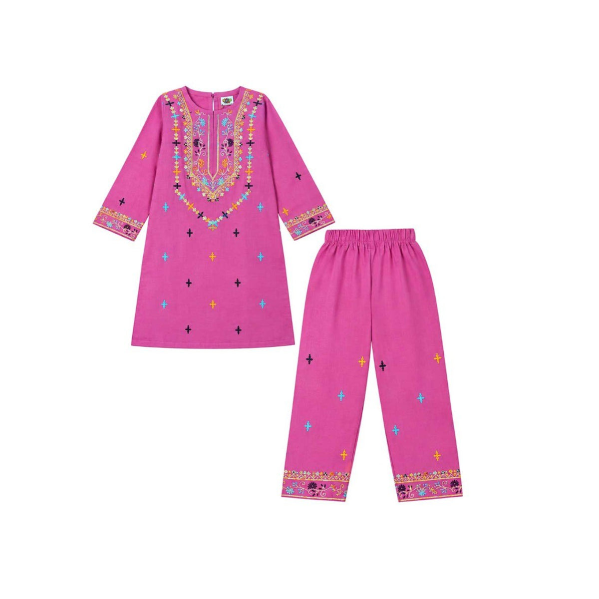 Elegant Florals Khaddar Kurti with Trouser -  Pink