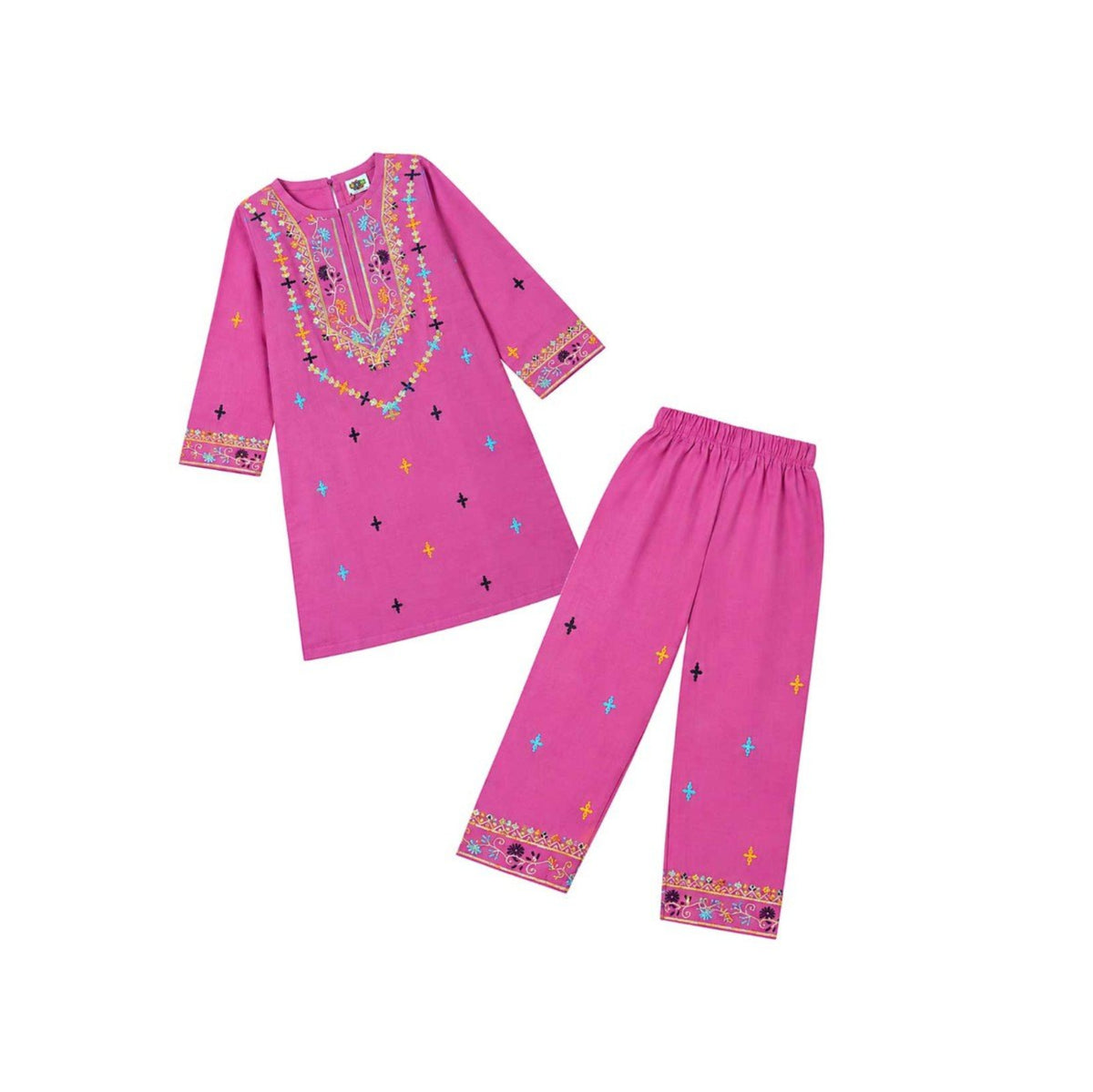 Elegant Florals Khaddar Kurti with Trouser -  Pink