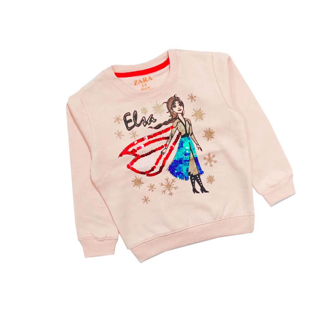 Elsa Sequence Fleece Sweatshirt - Peach