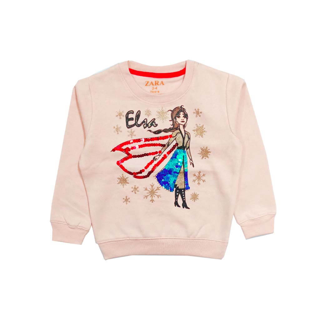 Elsa Sequence Fleece Sweatshirt - Peach