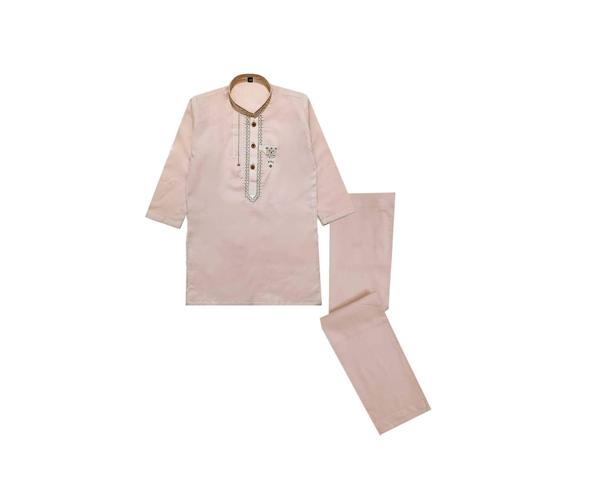 EmbroideredFrontCottonKurta_TrouserSet_Peach