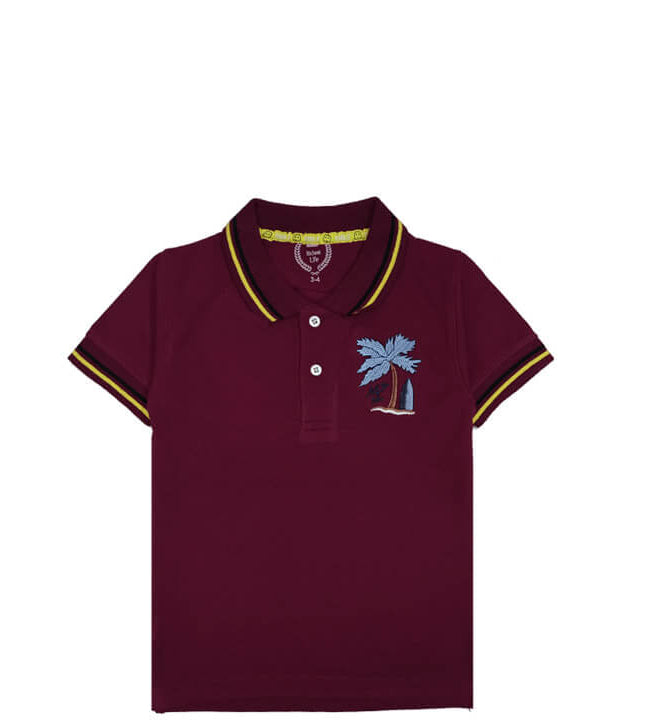 Enjoy Your Life Tipping Colar Polo Shirt – Maroon