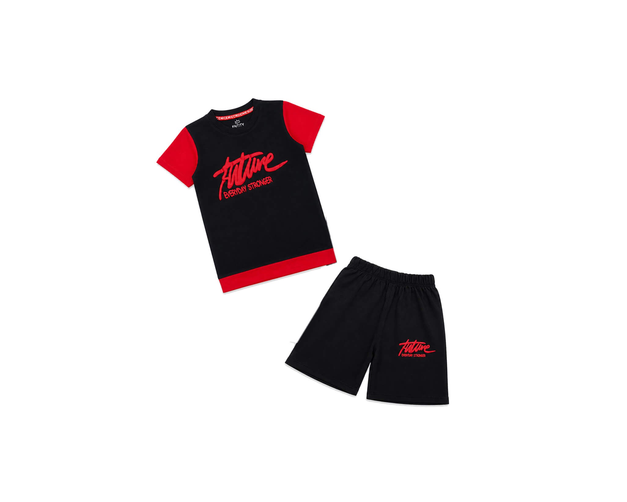 EverydayStrongerRedPenalTee_Short-Red_Black_1