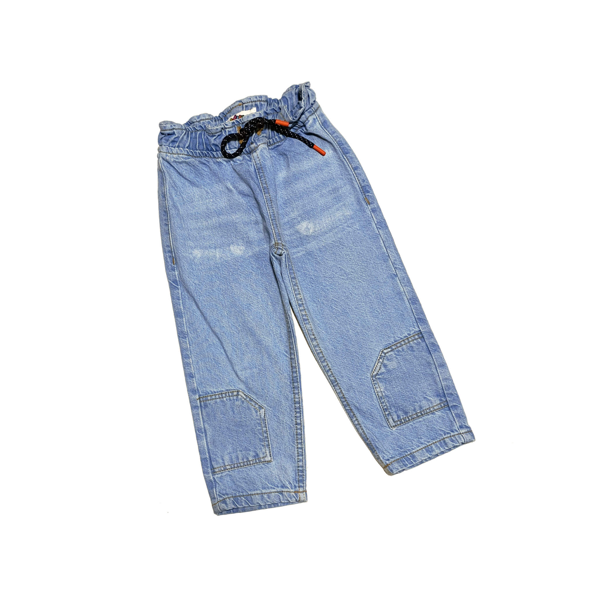 Fashion Hem Baggy Denim Pant -Sky Blue