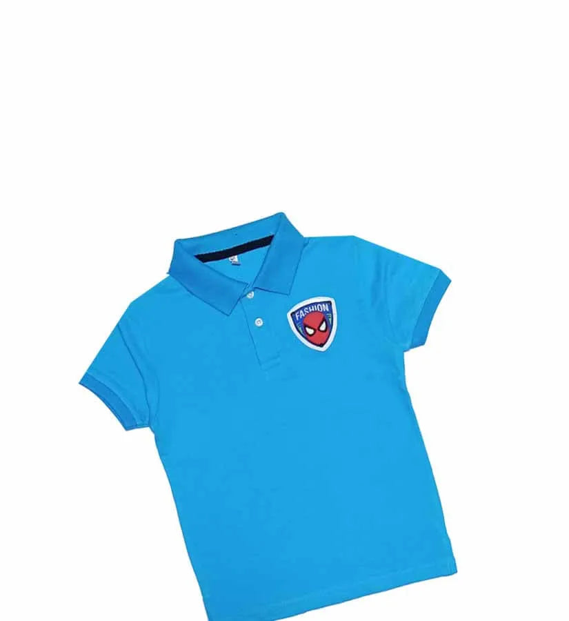 Fashion Spiderman face  Badge Polo Shirt - Blue