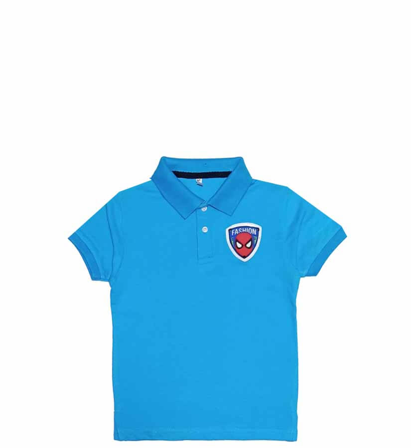 Fashion Spiderman face  Badge Polo Shirt - Blue